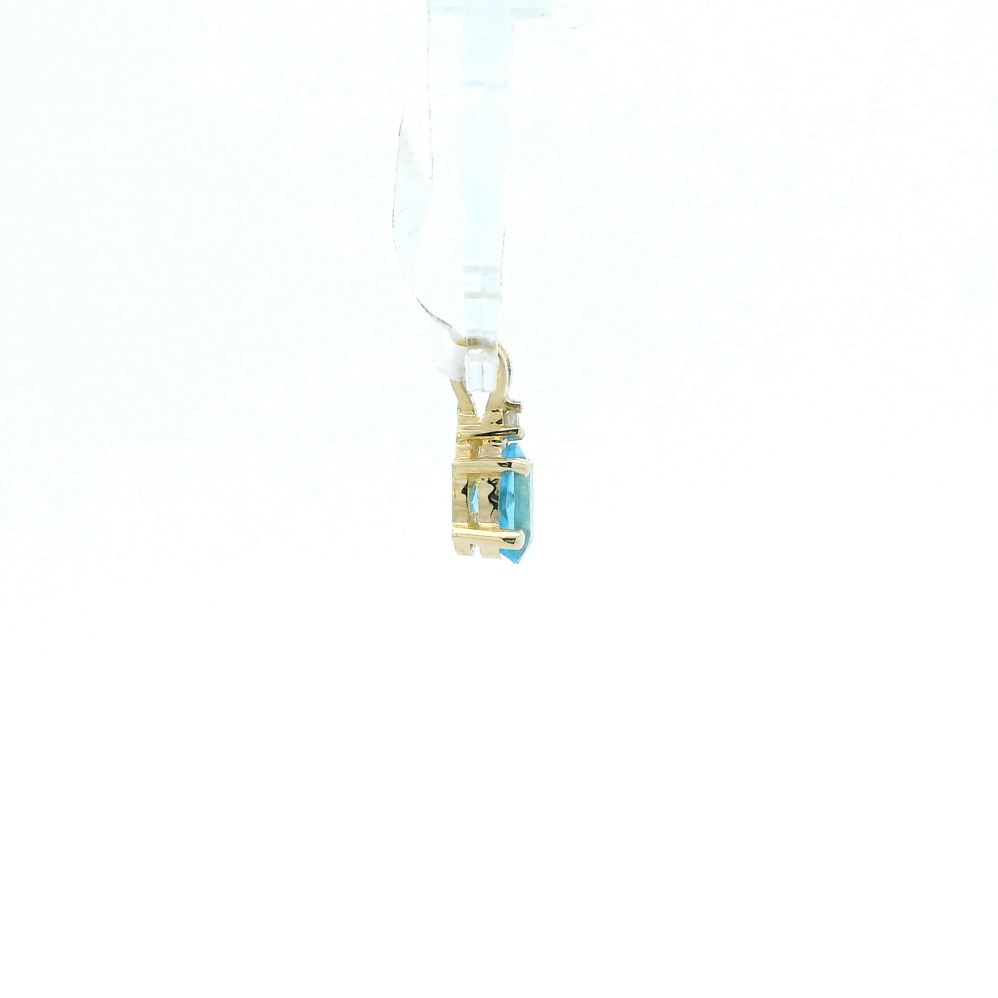 14K Yellow Gold Blue Topaz & Diamond Pendant - 0.02ct
