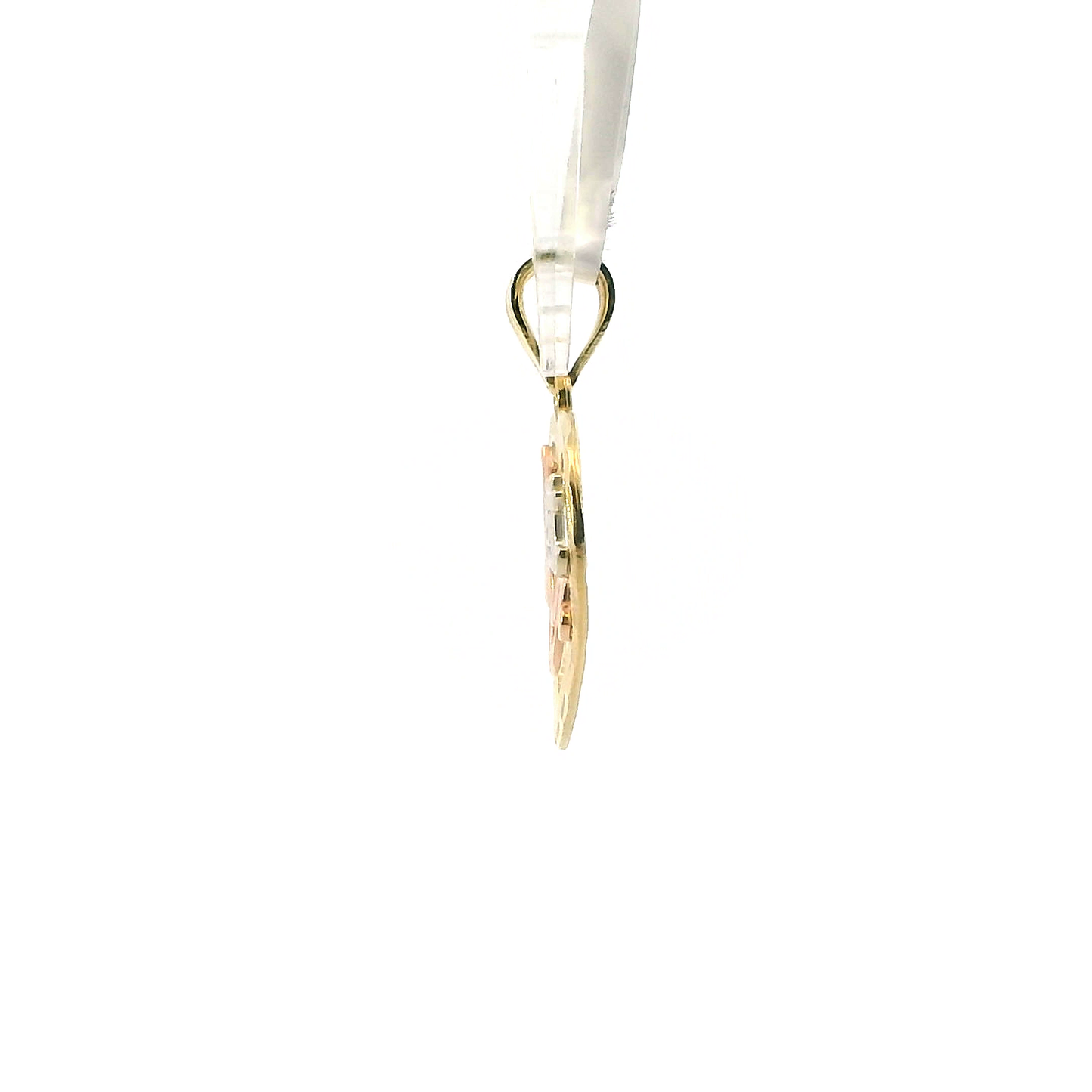 14K Tri Color Gold "Best Mom" Heart Pendant