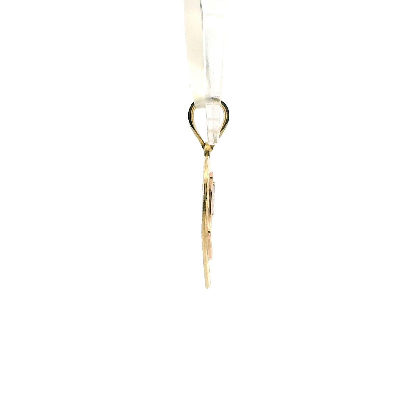 14K Tri Color Gold "Best Mom" Heart Pendant