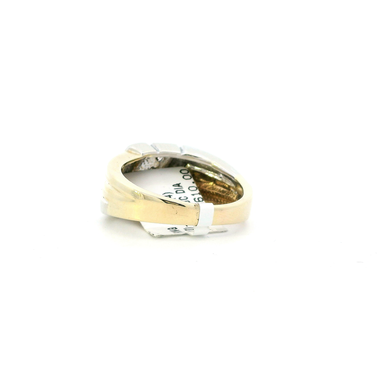 10K Yellow & White Gold Diamond Mens Ring - 0.18ct