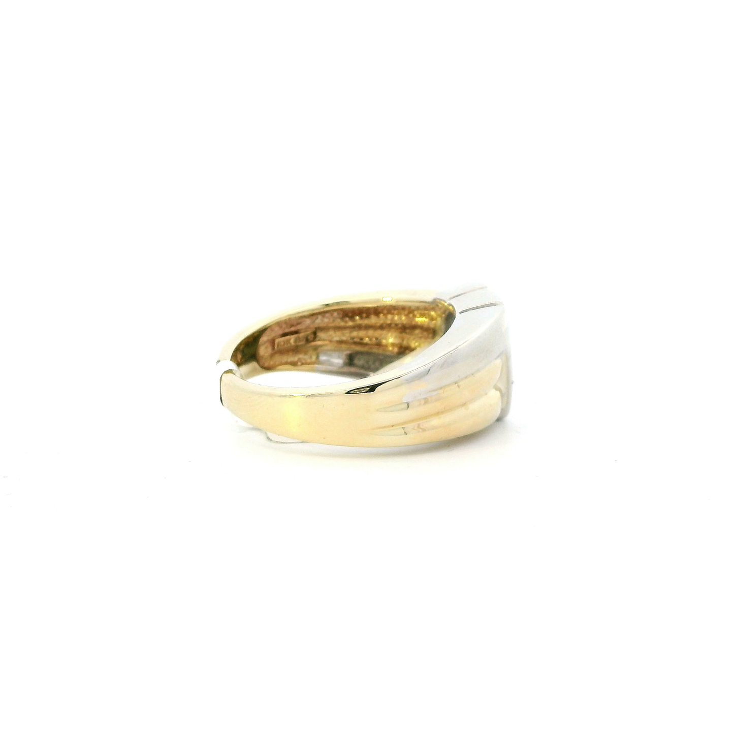 10K Yellow & White Gold Diamond Mens Ring - 0.18ct