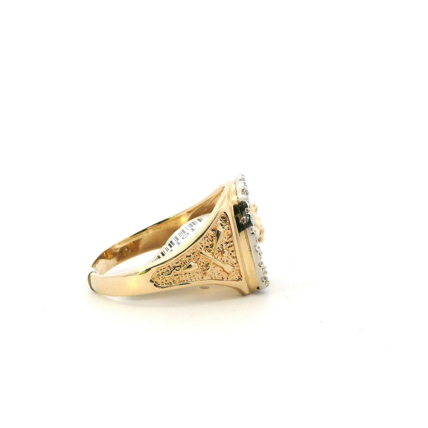 14K Yellow Gold Diamond Horseshoe Mens Ring - 0.49ct