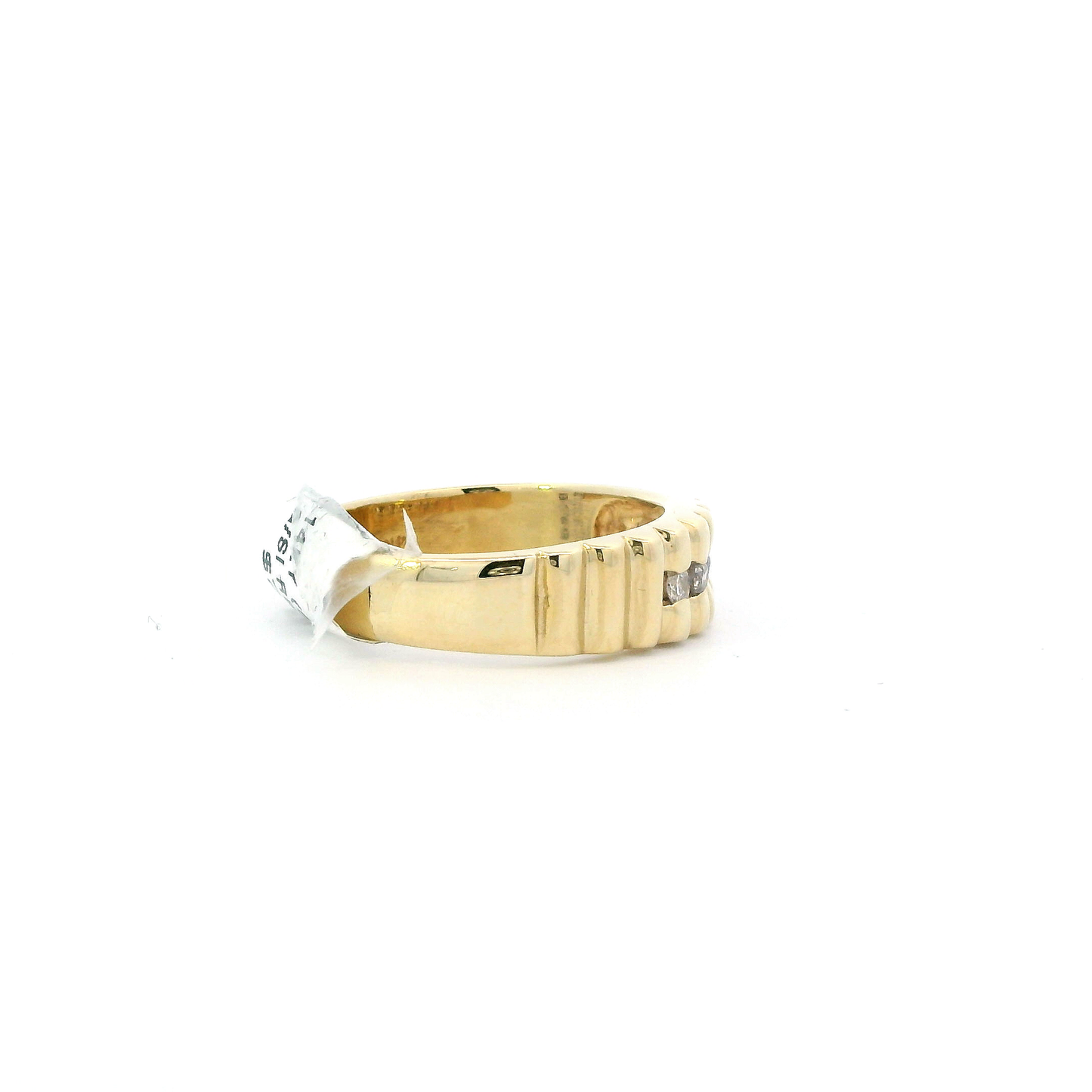 14K Yellow Gold Diamond Ridge Mens ring