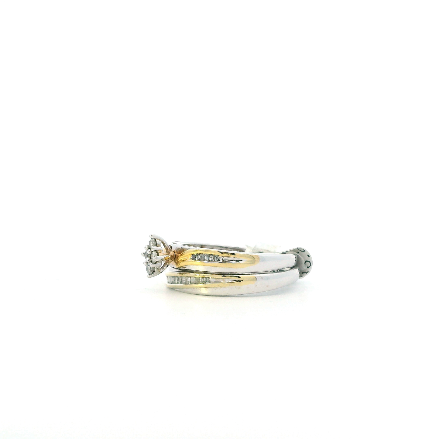 10K White Gold Diamond Womens Engagement & Wedding Ring Set - 0.39ct