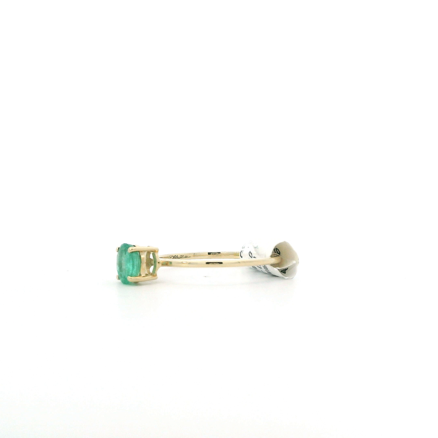 10K Yellow Gold Solitaire Emerald Womens Ring