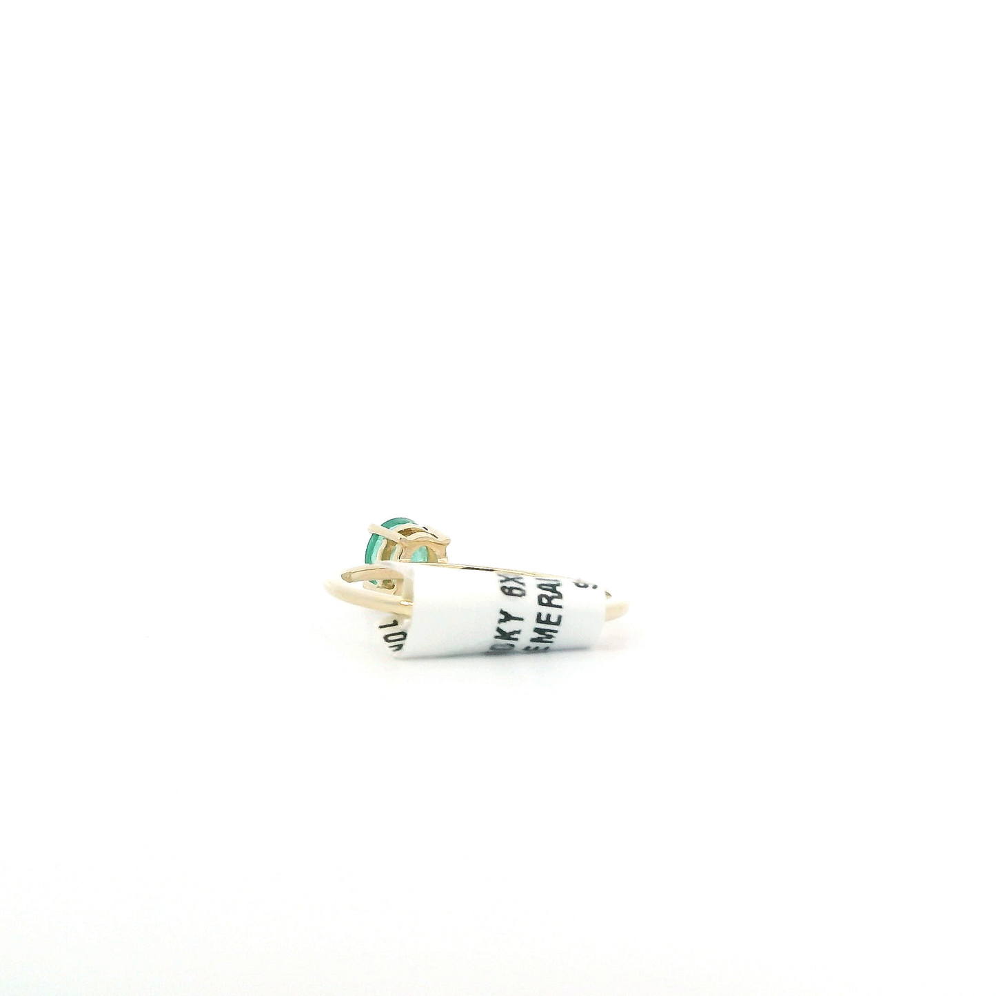 10K Yellow Gold Solitaire Emerald Womens Ring