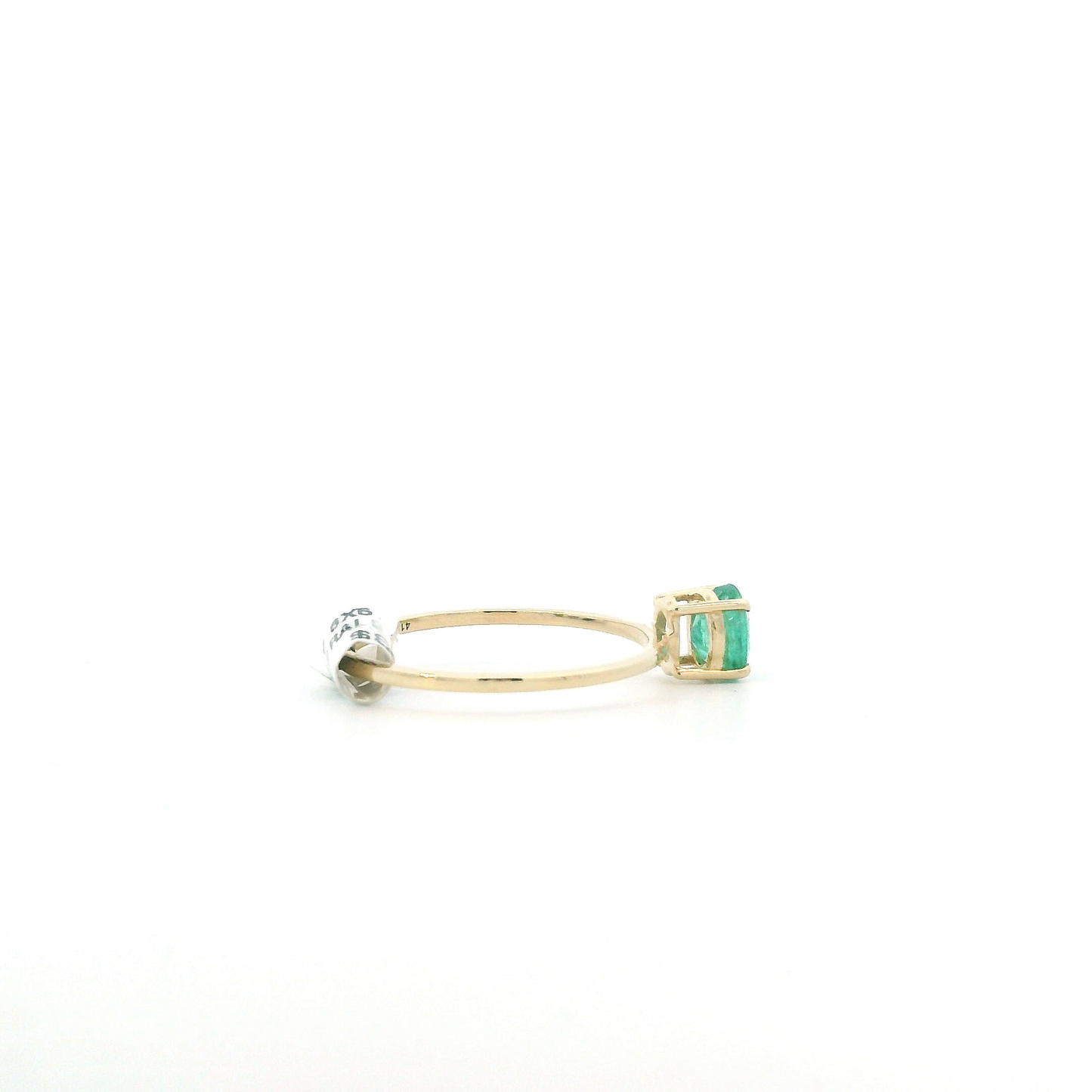 10K Yellow Gold Solitaire Emerald Womens Ring