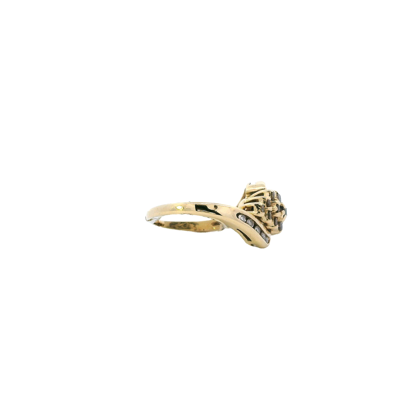 14K Yellow Gold Diamond Cluster Womens Ring - 0.32ct