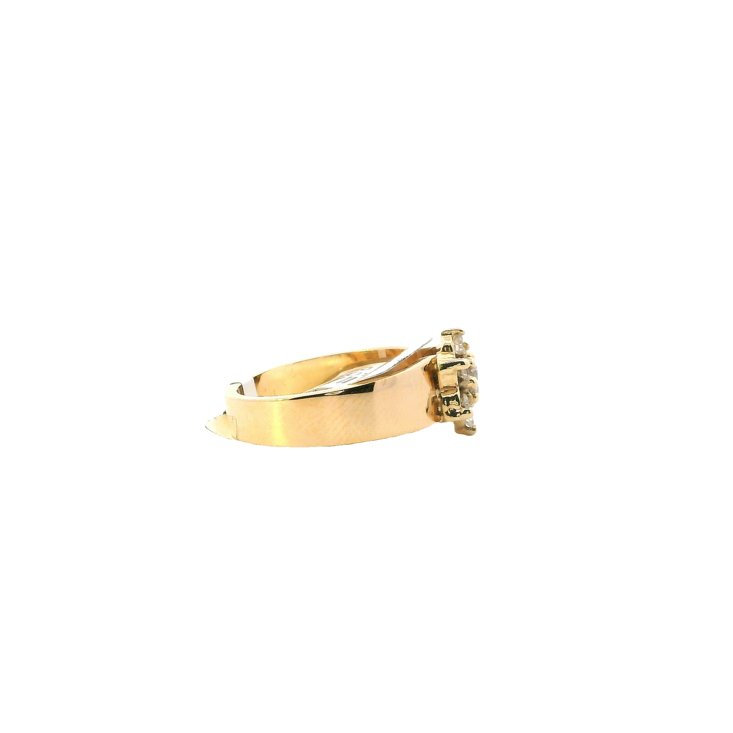 14K Yellow Gold Diamond Flower Womens Ring - 0.34ct