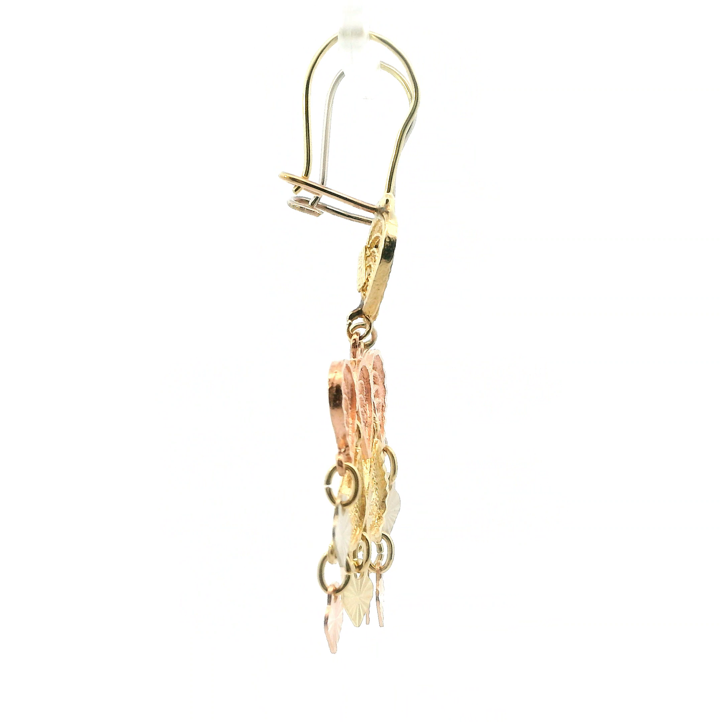 14K Tri Color Gold Chandelier Filigree Earrings