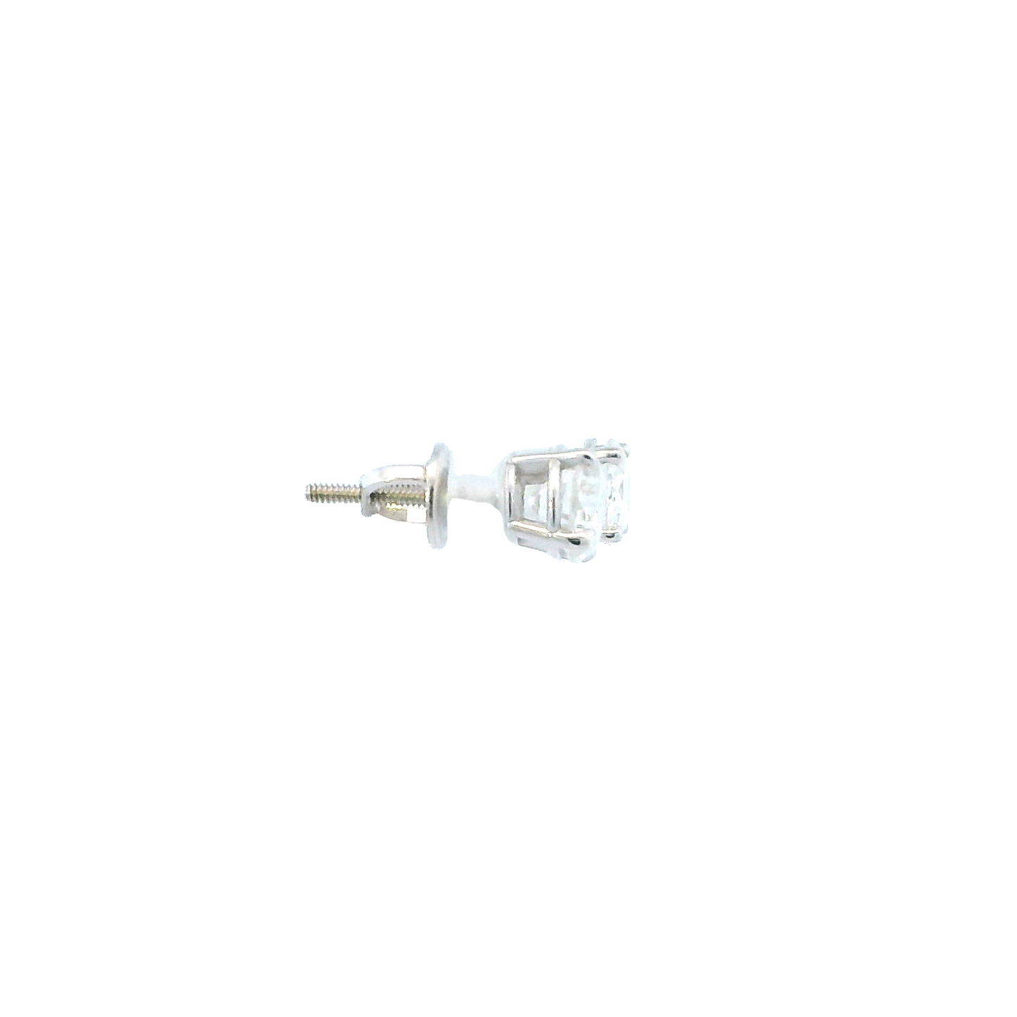 14K White Gold Diamond Screw Back Earring - 1.34ct