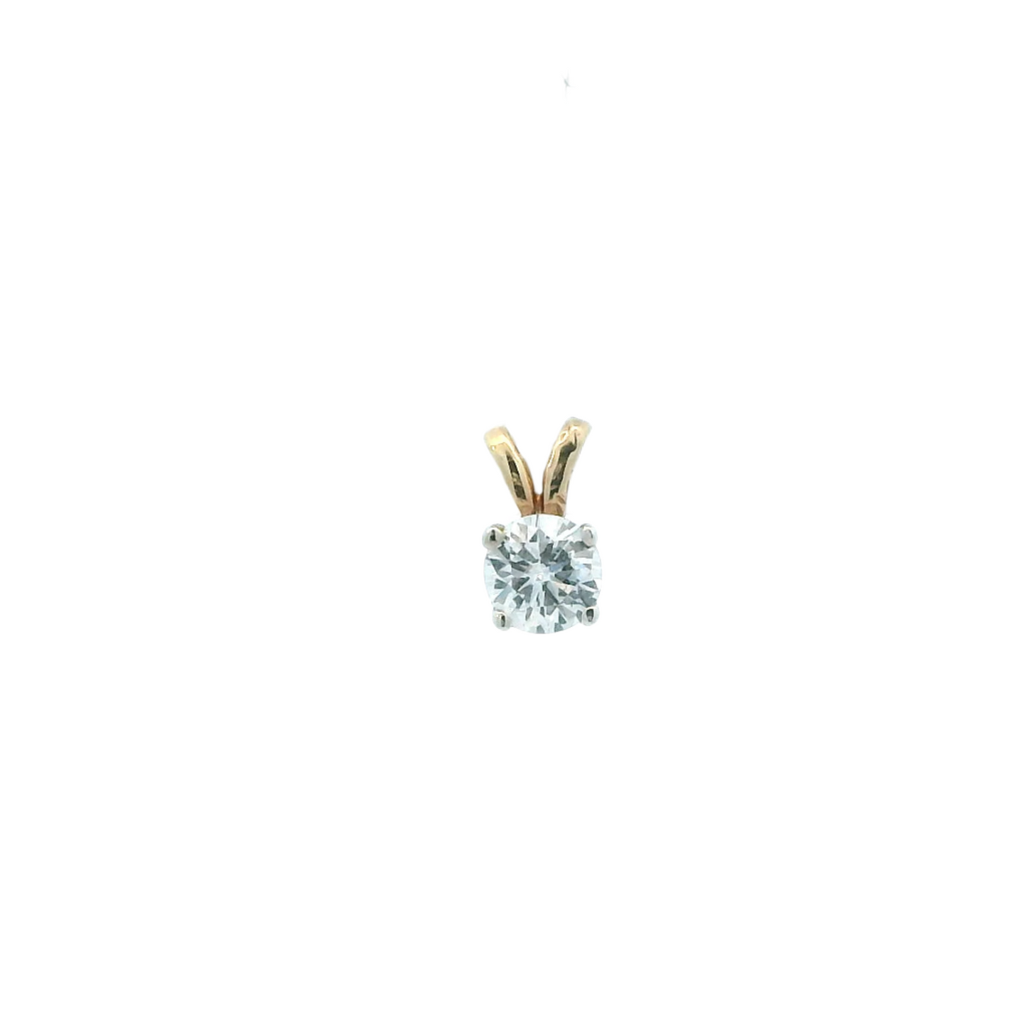14K White and Yellow Gold Solitaire Diamond Pendant - 0.37ct