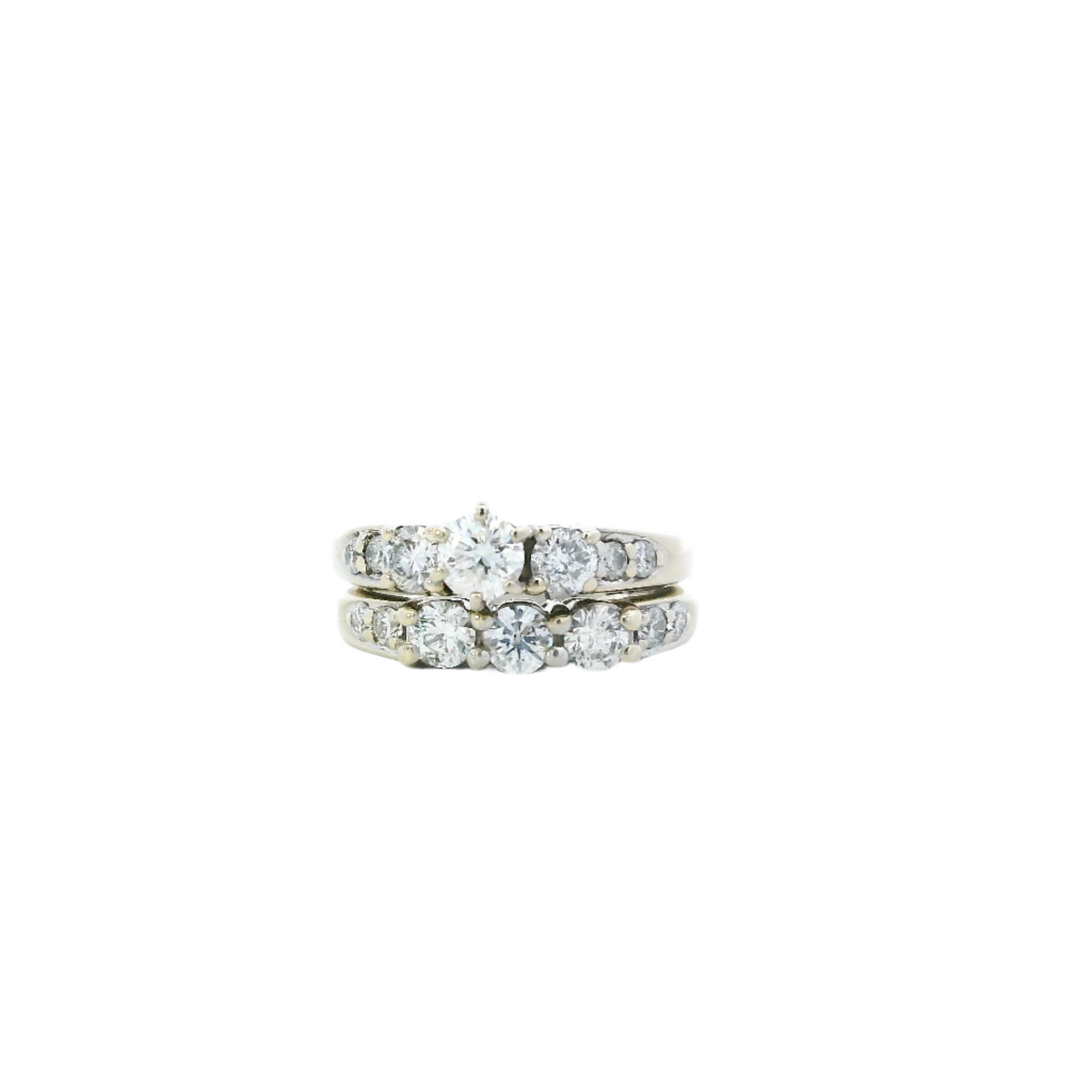 14K Yellow Gold Womens Diamond Engagement & Wedding Ring Set - 1.40ct