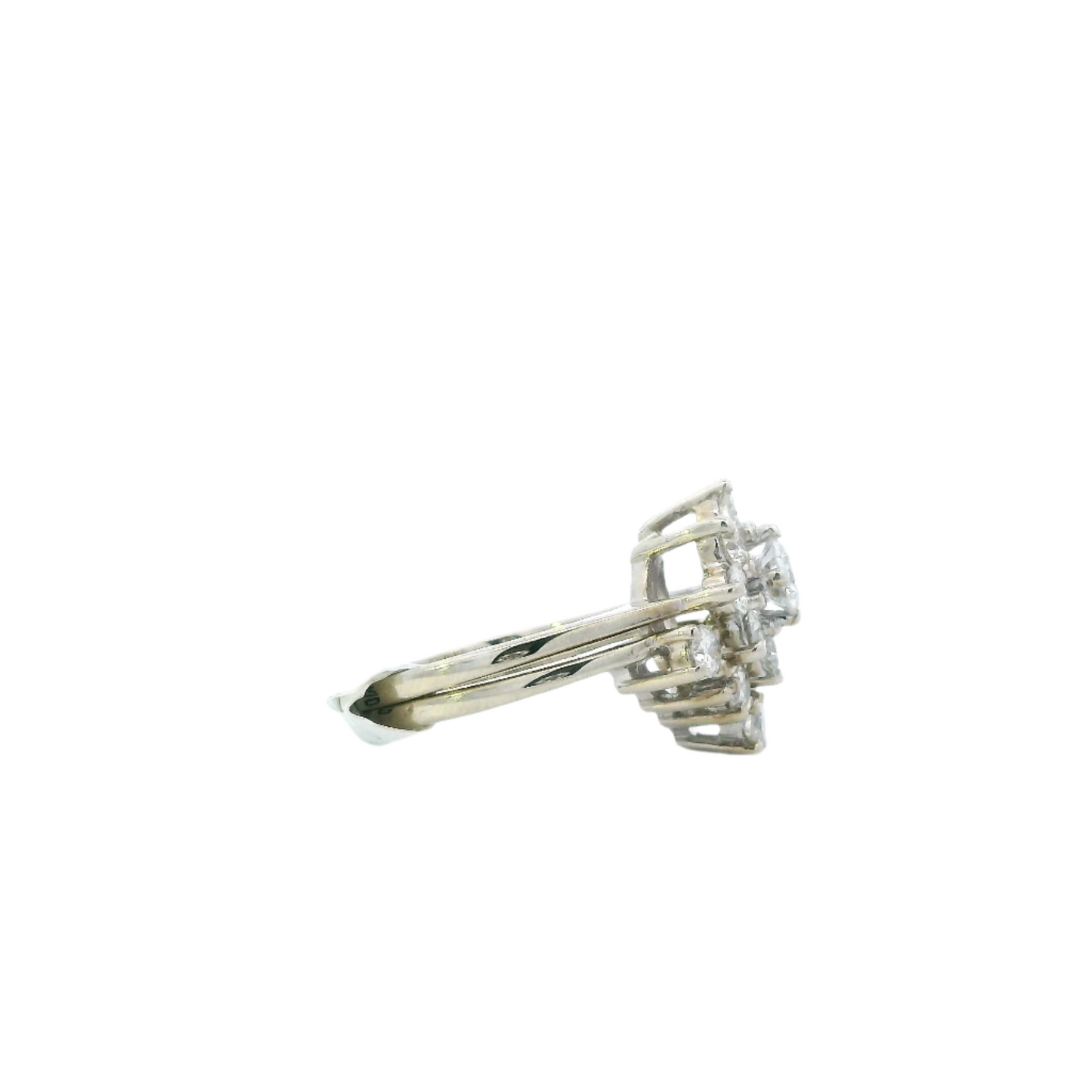 14K White Gold Womens Diamond Engagement & Wedding Ring Set - 1.58ct