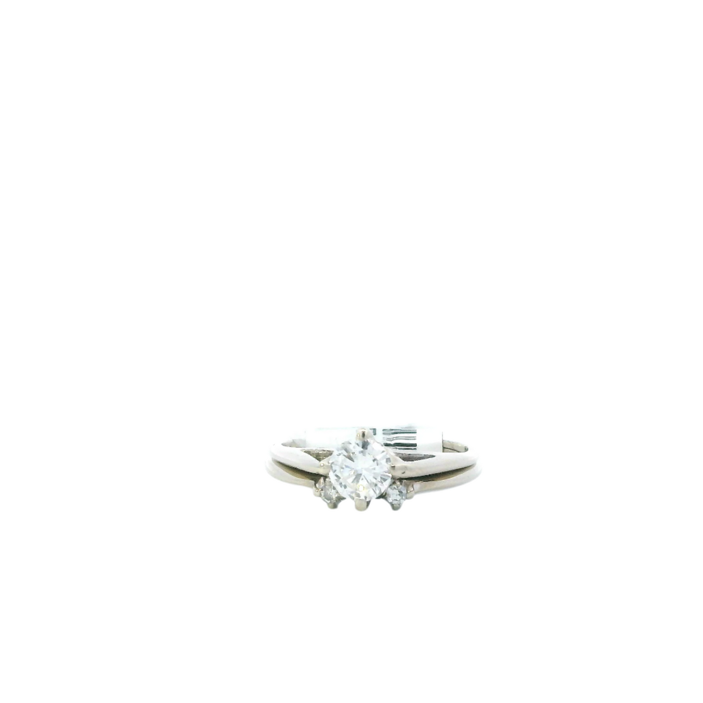 14K White Gold Womens Diamond Engagement & Wedding Ring Set -0.53ct