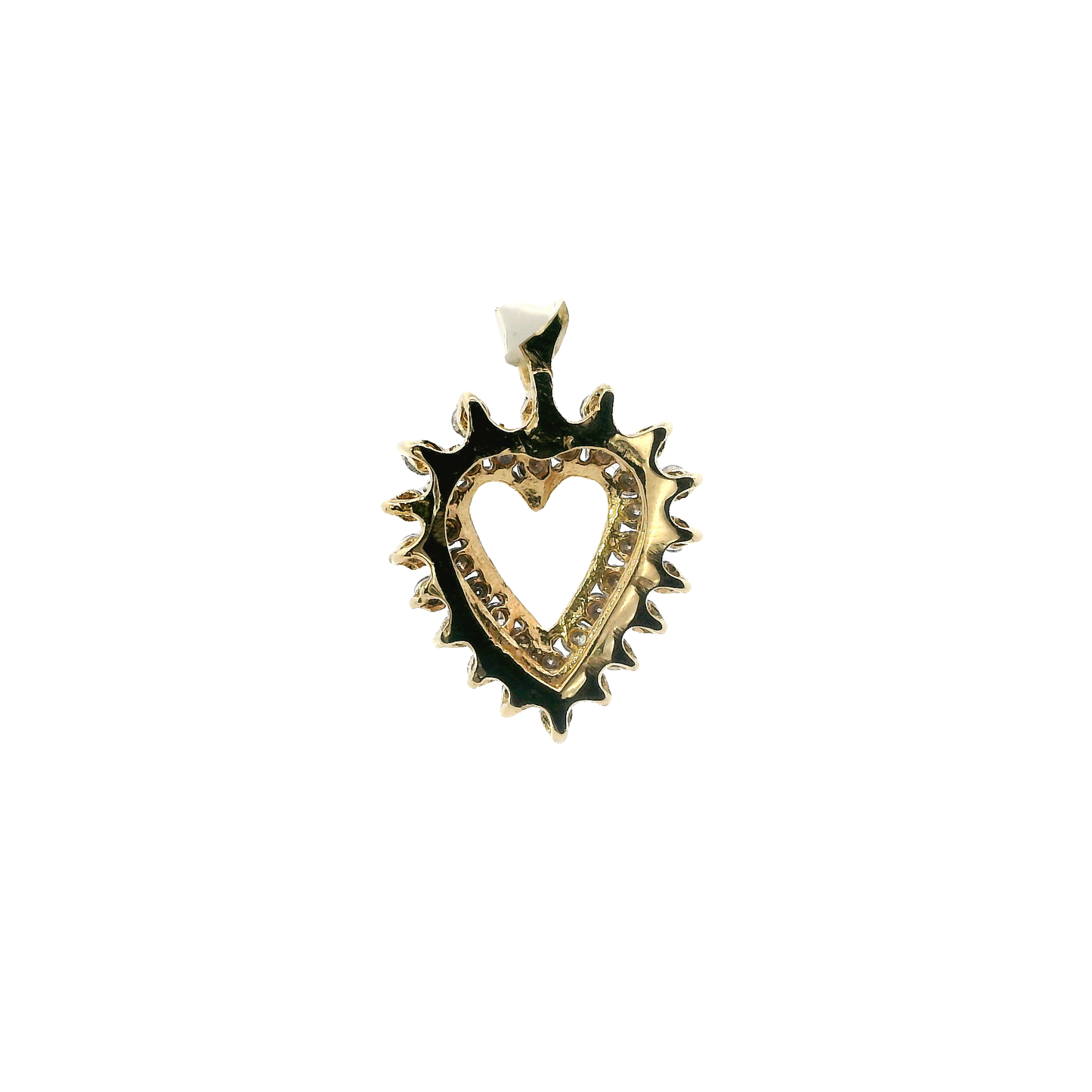 14K Yellow Gold Diamond Heart Pendant - 0.88ct