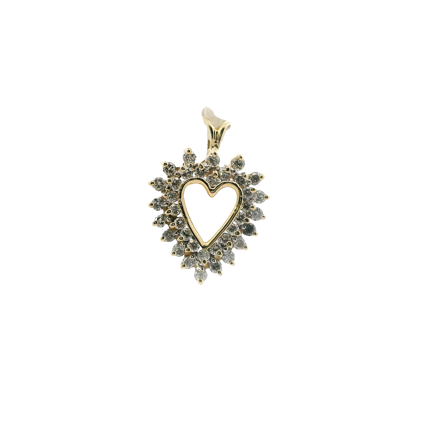 14K Yellow Gold Diamond Heart Pendant - 0.88ct