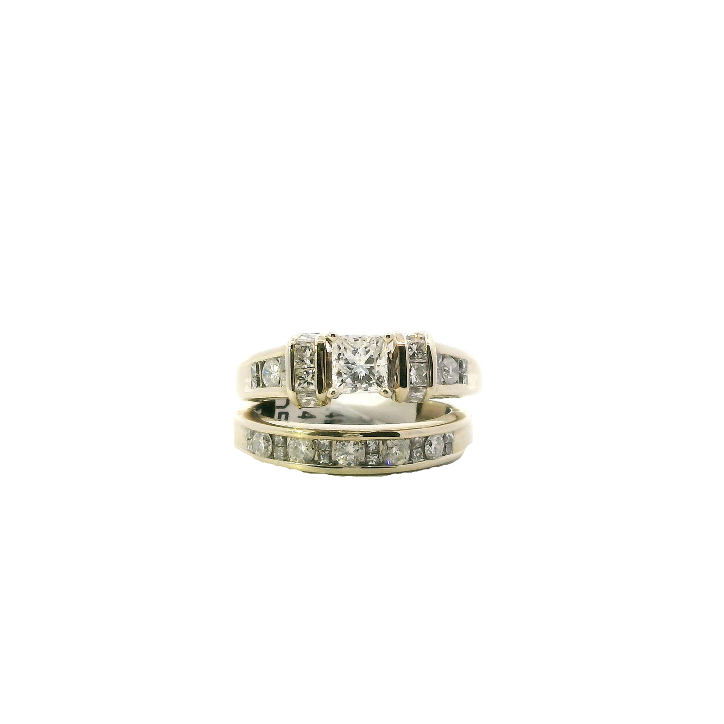 14K Yellow Gold Womens Diamond Engagement And Wedding Rings - 1.43ct
