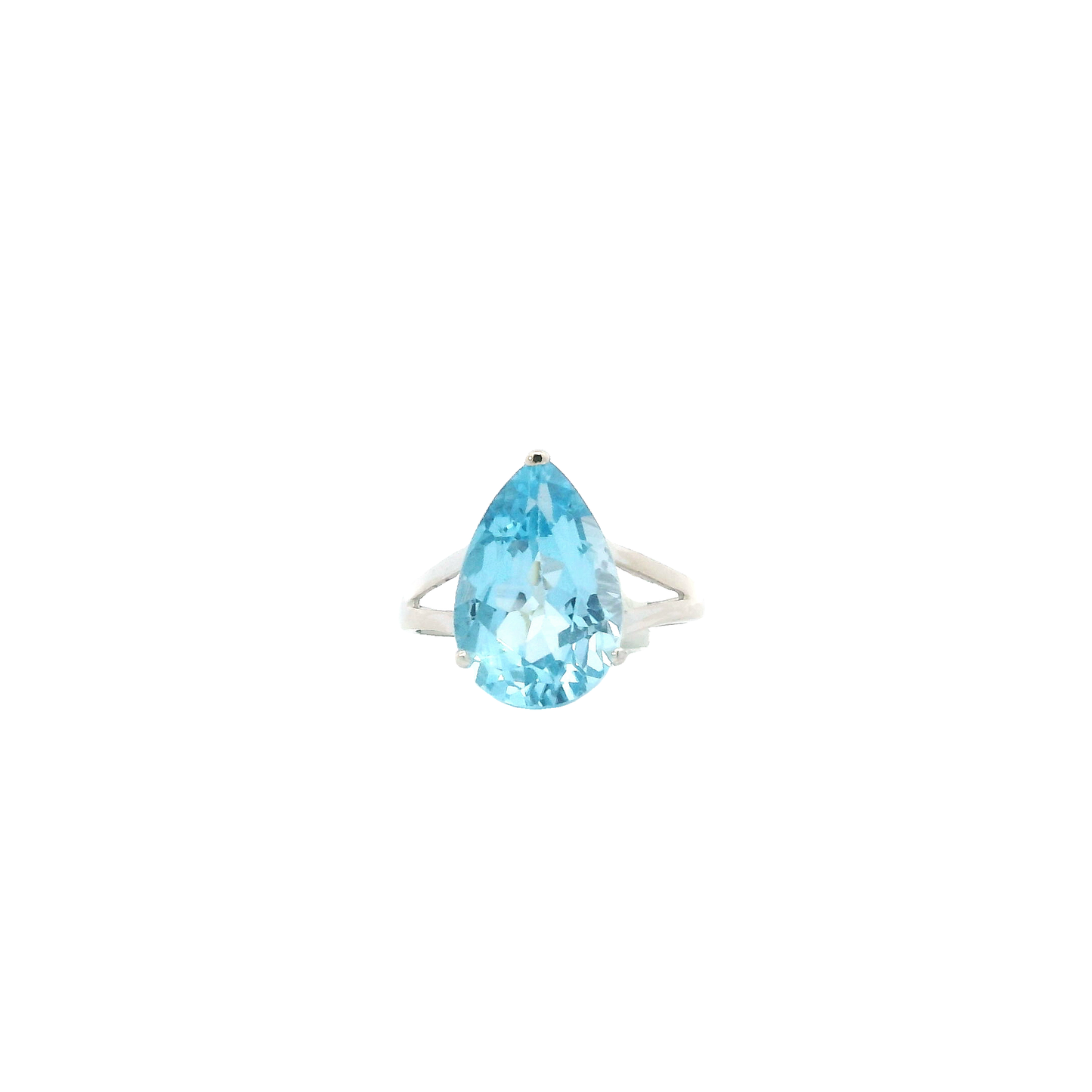 10K White Gold Pear Blue Topaz
