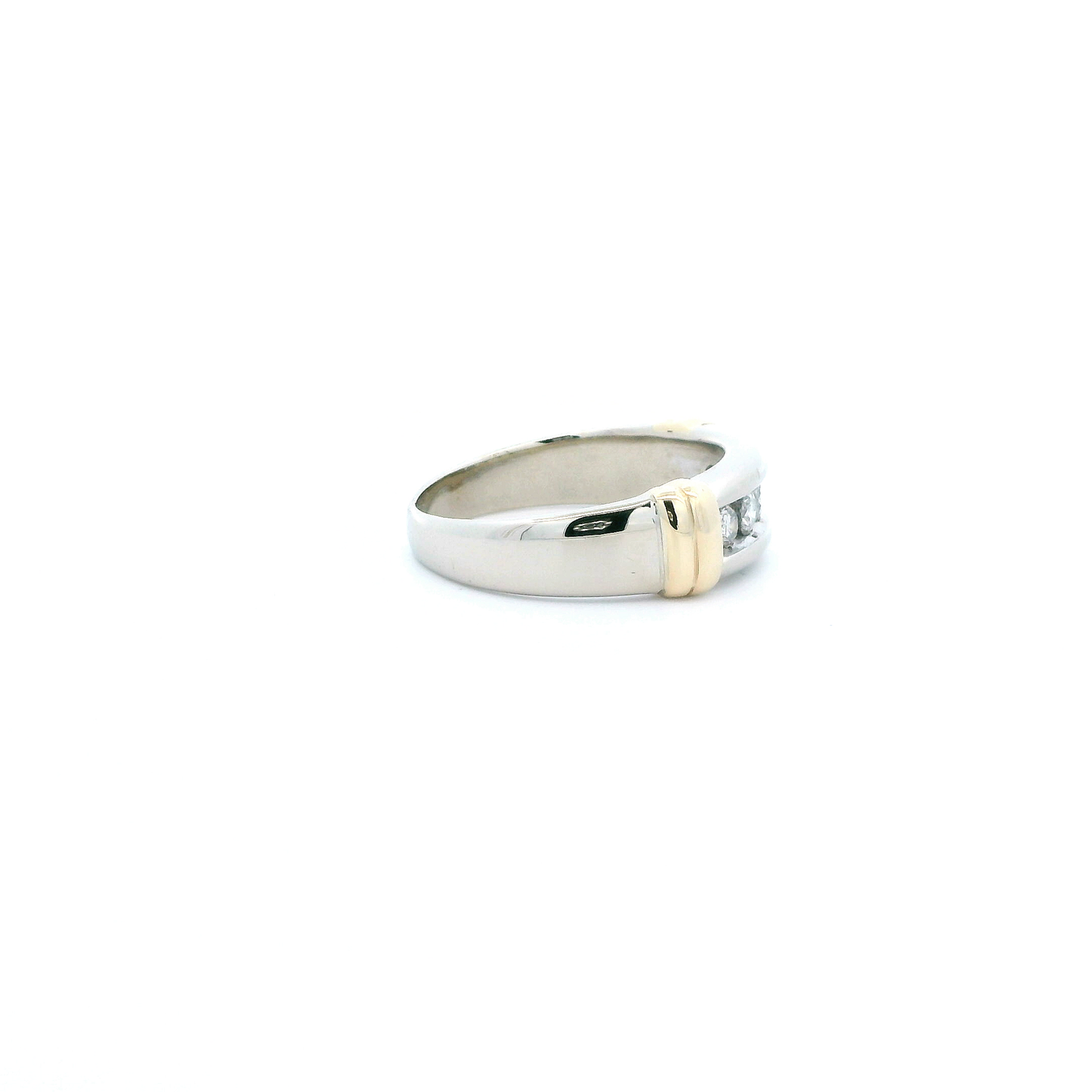 14K White & Yellow Gold Diamond Mens Ring - 0.65ct