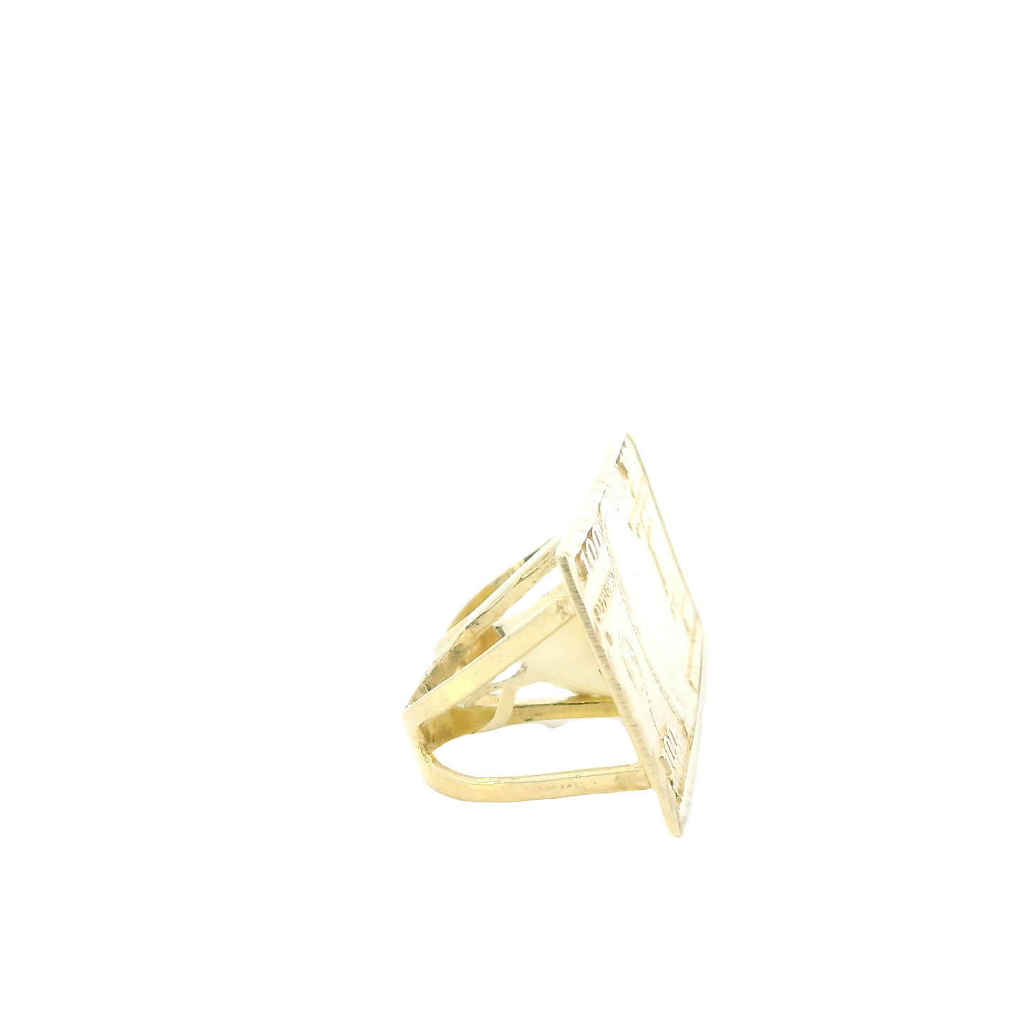 10K Yellow Gold $100 Bill Double Finger Ring