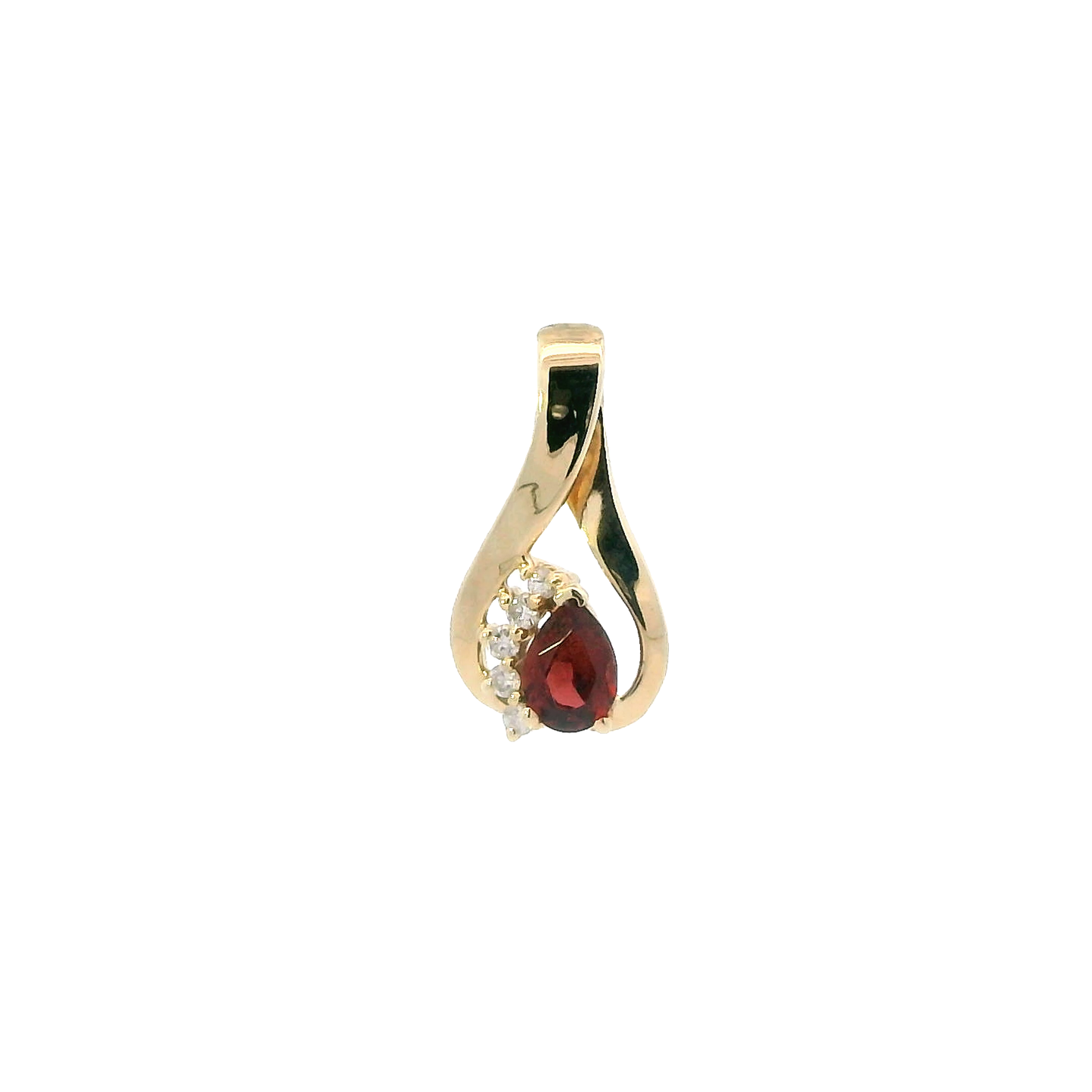 14k Yellow Gold Garnet & Diamond Pendant -0.09ct