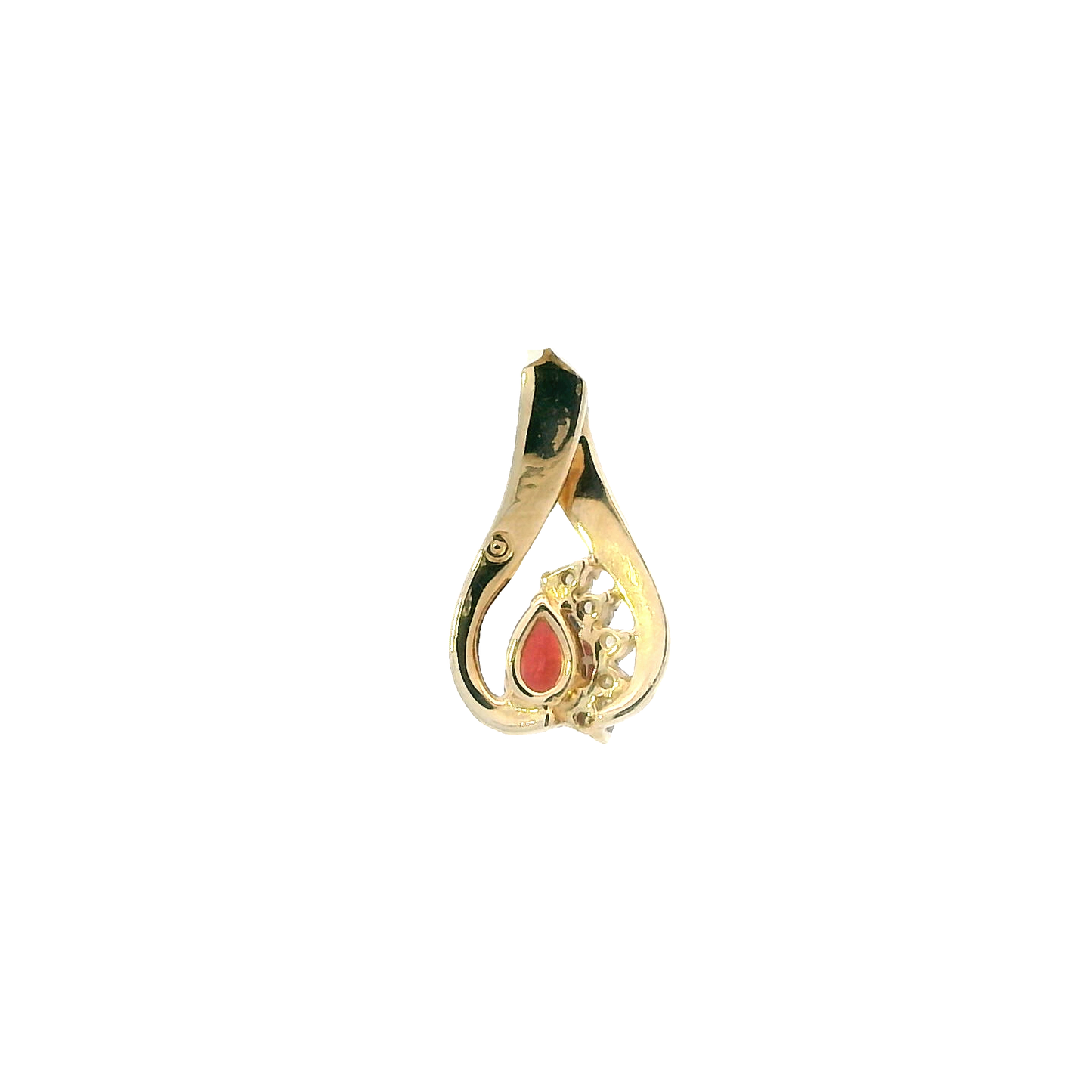 14k Yellow Gold Garnet & Diamond Pendant -0.09ct