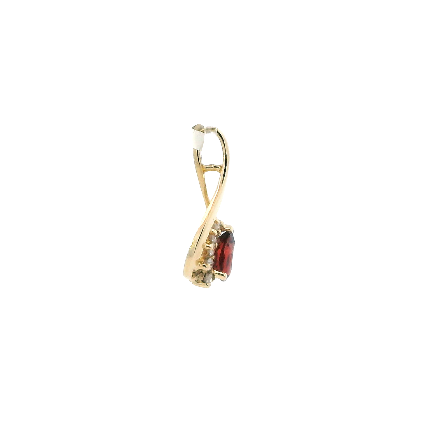 14k Yellow Gold Garnet & Diamond Pendant -0.09ct