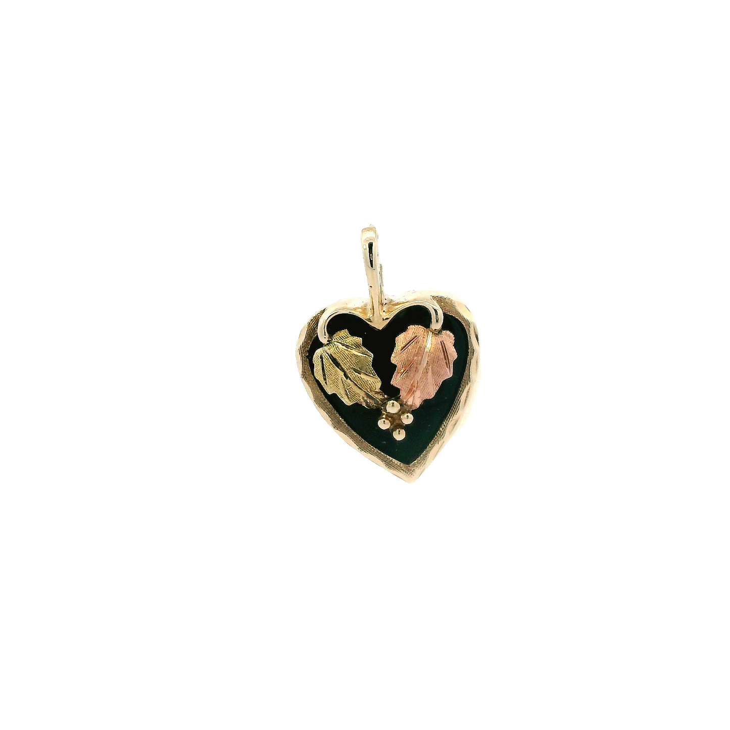 10K Yellow & Rose Gold Black Onyx Heart