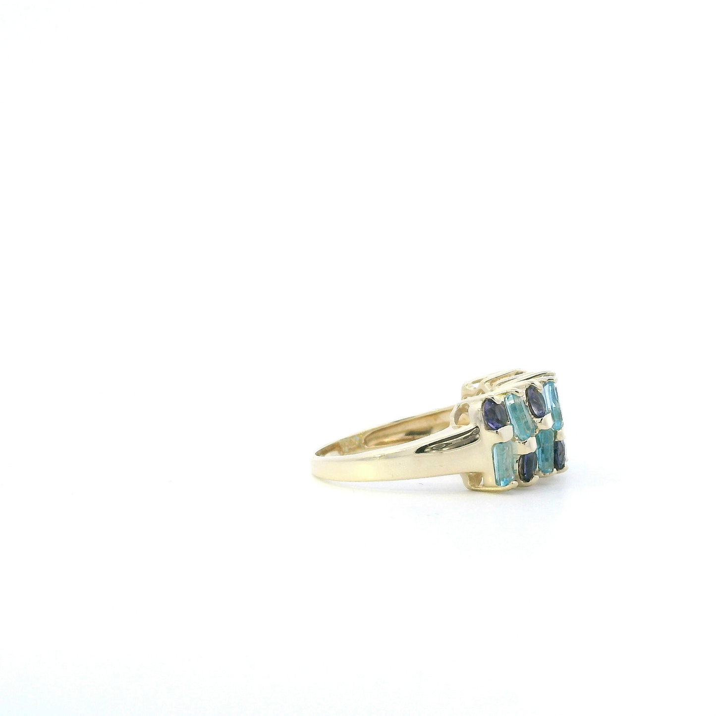 10K Yellow Gold Tanzanite & Blue Topaz Womens Ring