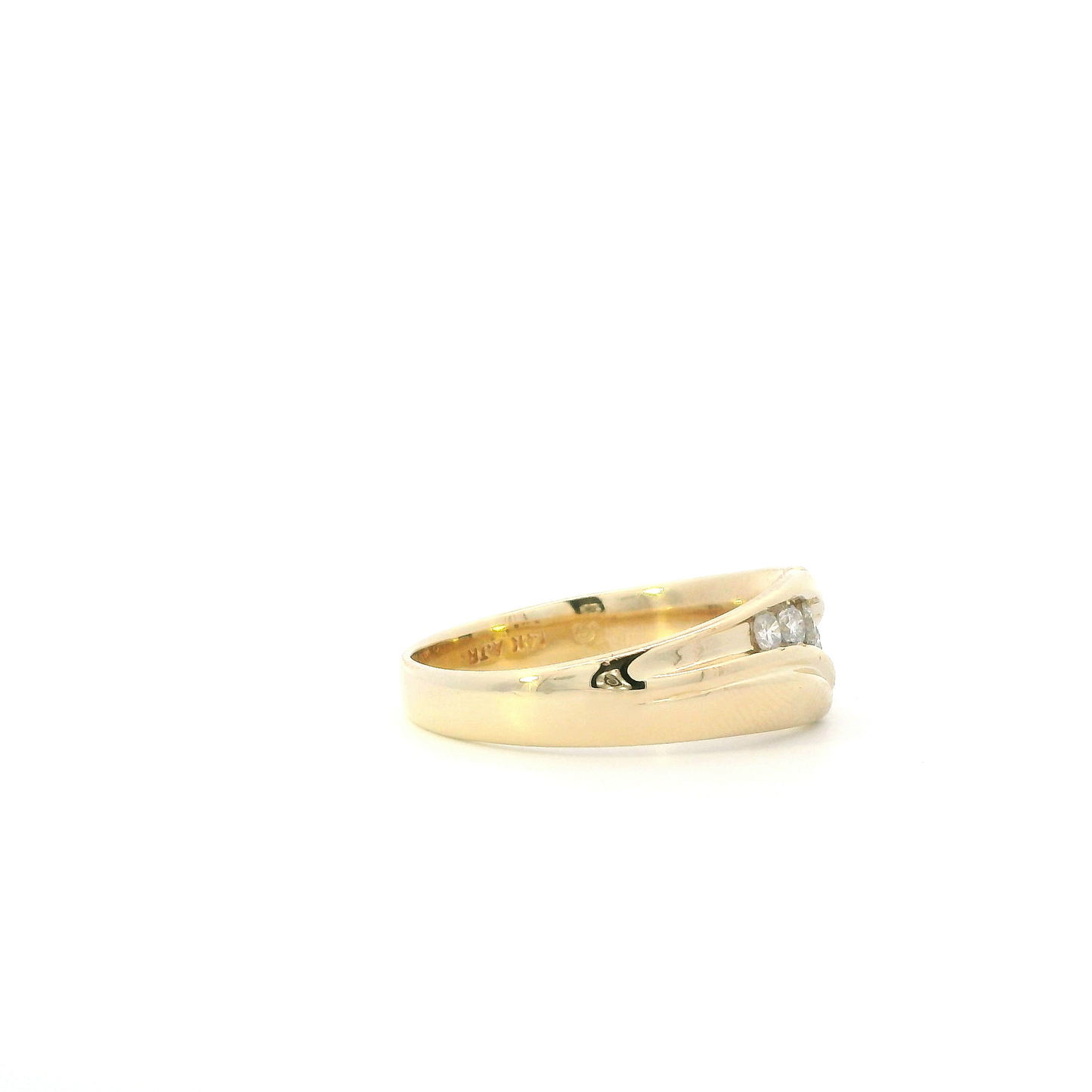 14K Yellow Gold Diamond Mens Ring - 0.49ct