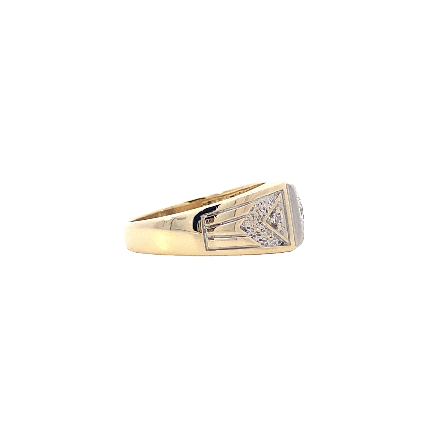 14K Yellow Gold Diamond Men's Ring - 0.28ct