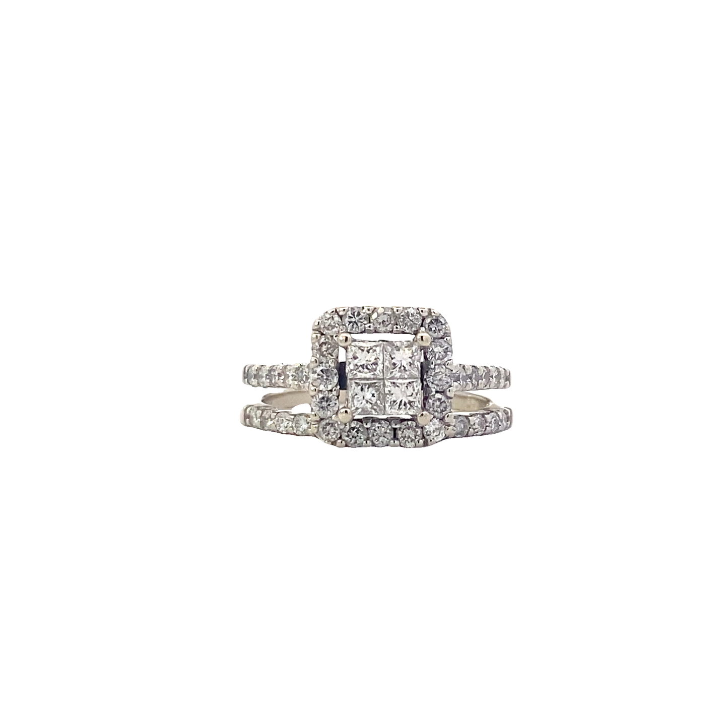 14K White Gold Engagement & Wedding Ring Set - 1.09ct