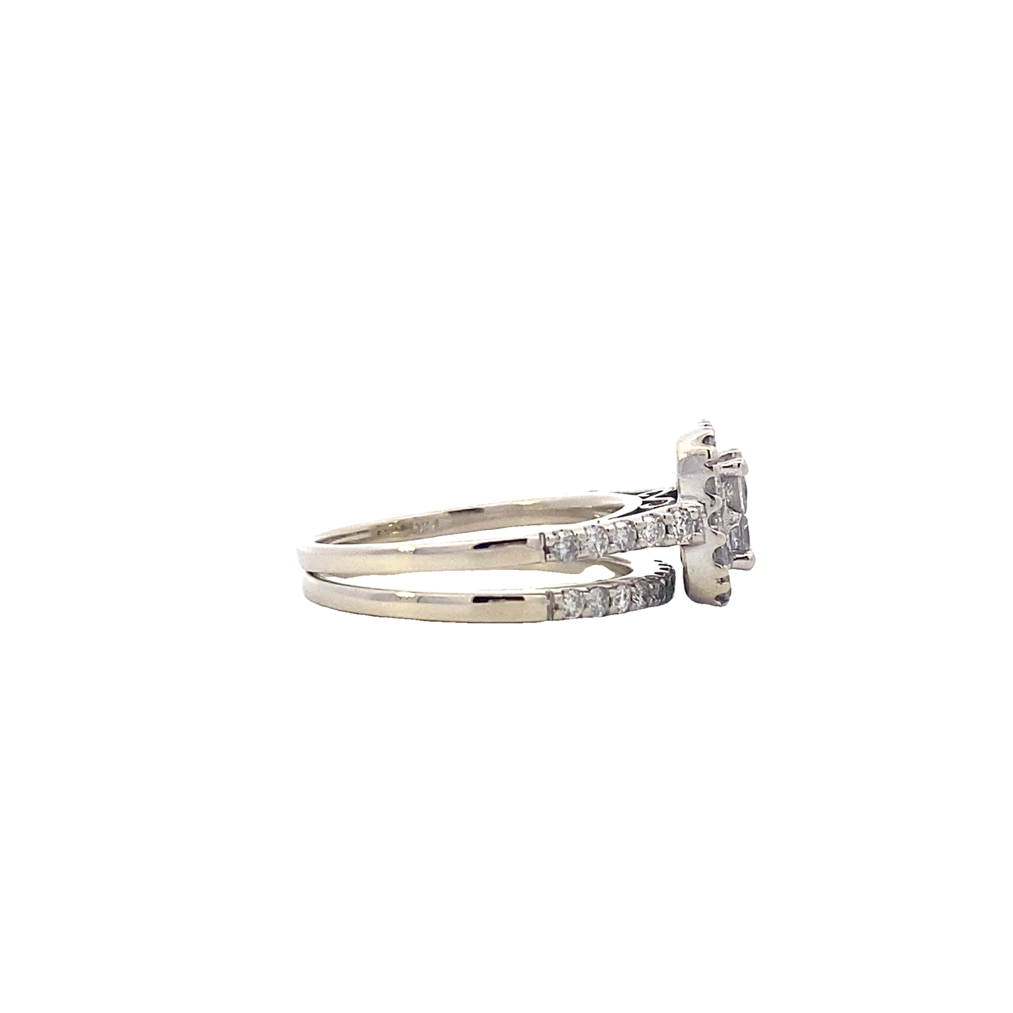 14K White Gold Engagement & Wedding Ring Set - 1.09ct