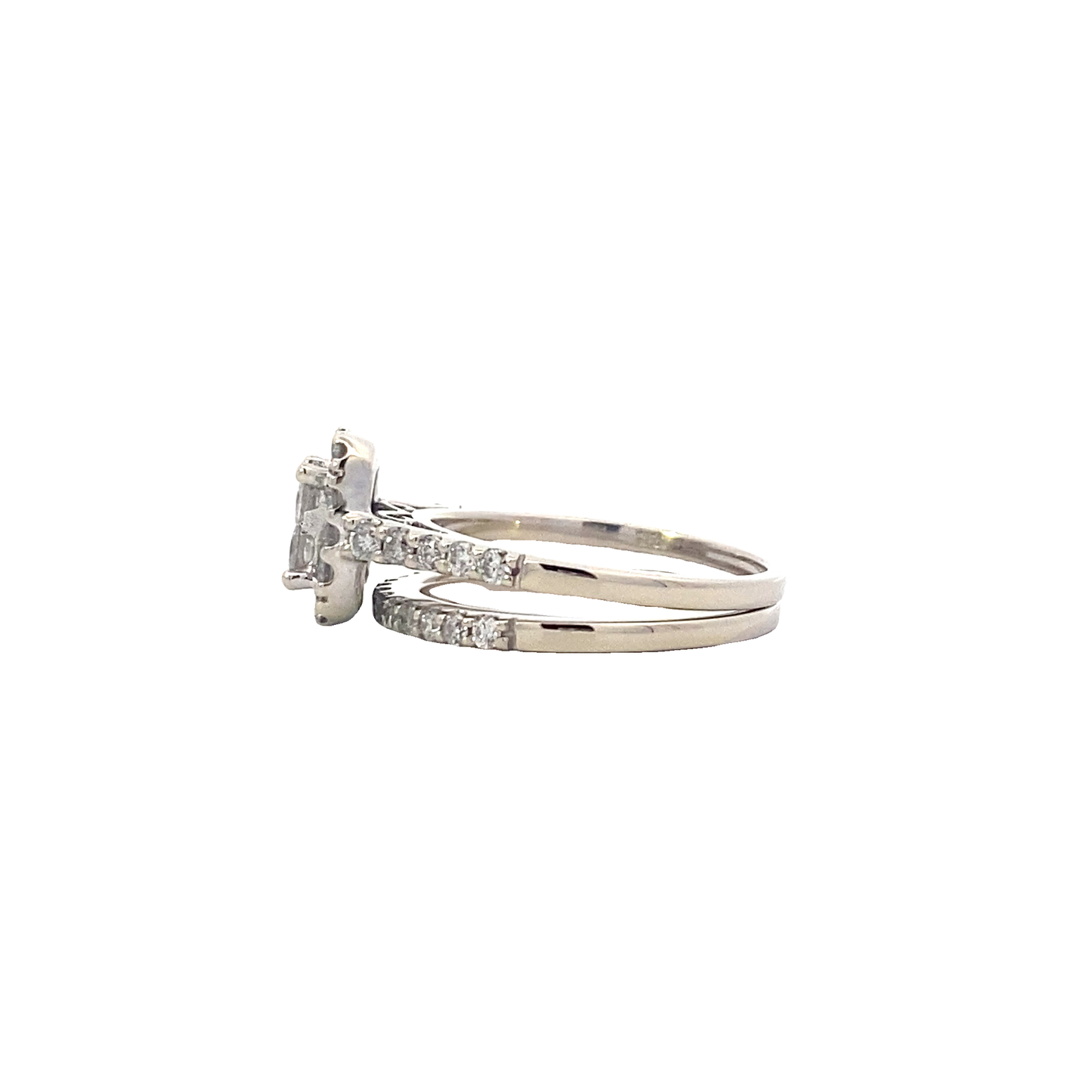 14K White Gold Engagement & Wedding Ring Set - 1.09ct