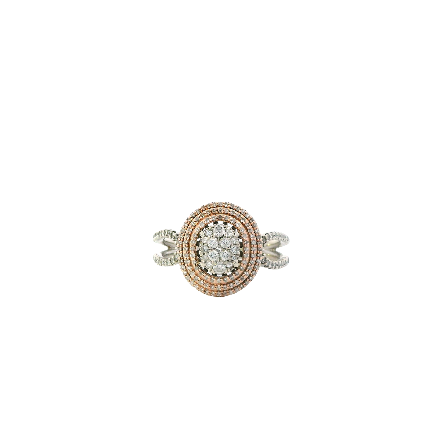 10K White & Rose Gold Diamond Womens Ring - 0.08ct