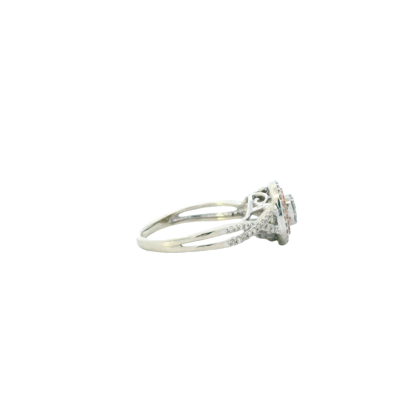 10K White & Rose Gold Women's Diamond Ring - 0.11ct