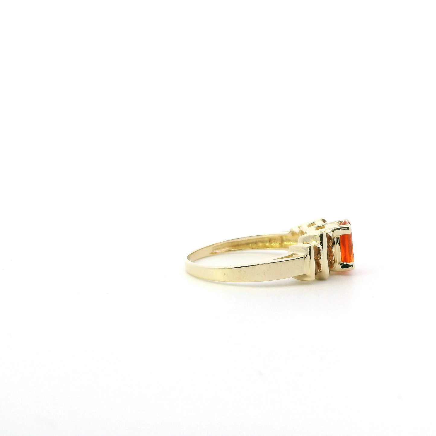 14K Yellow Gold Garnet & Citrine Womens Ring