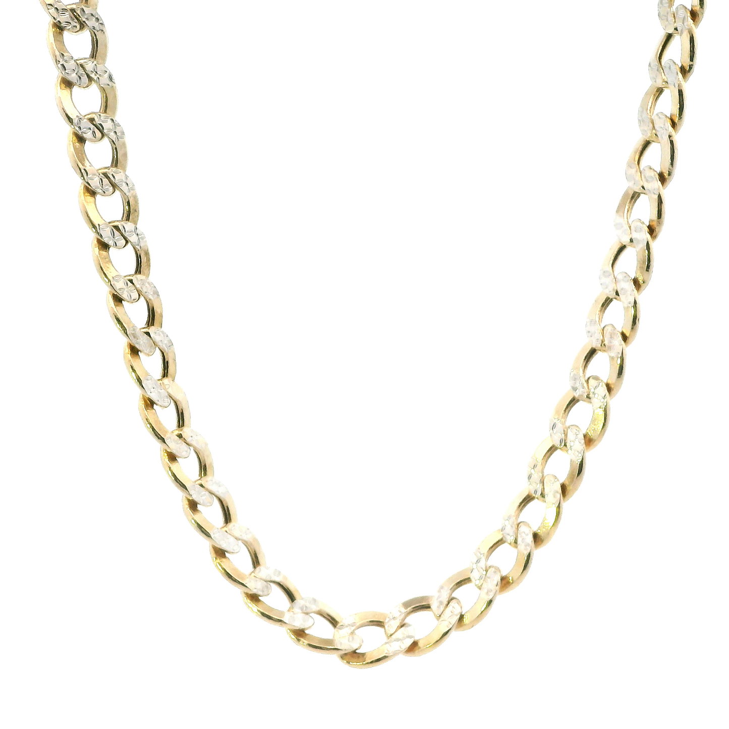 14K Yellow Gold Diamond Cut Curb Chain