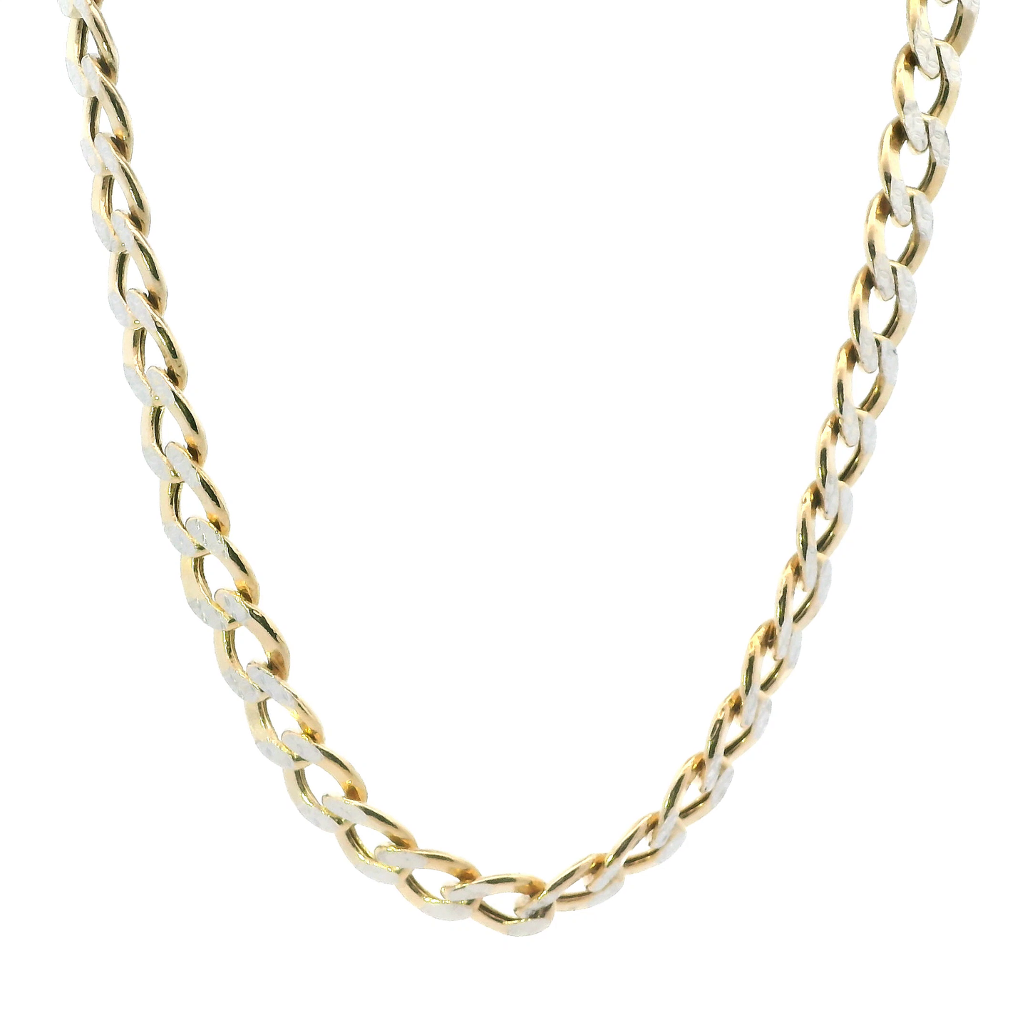 14K Yellow Gold Diamond Cut Curb Chain