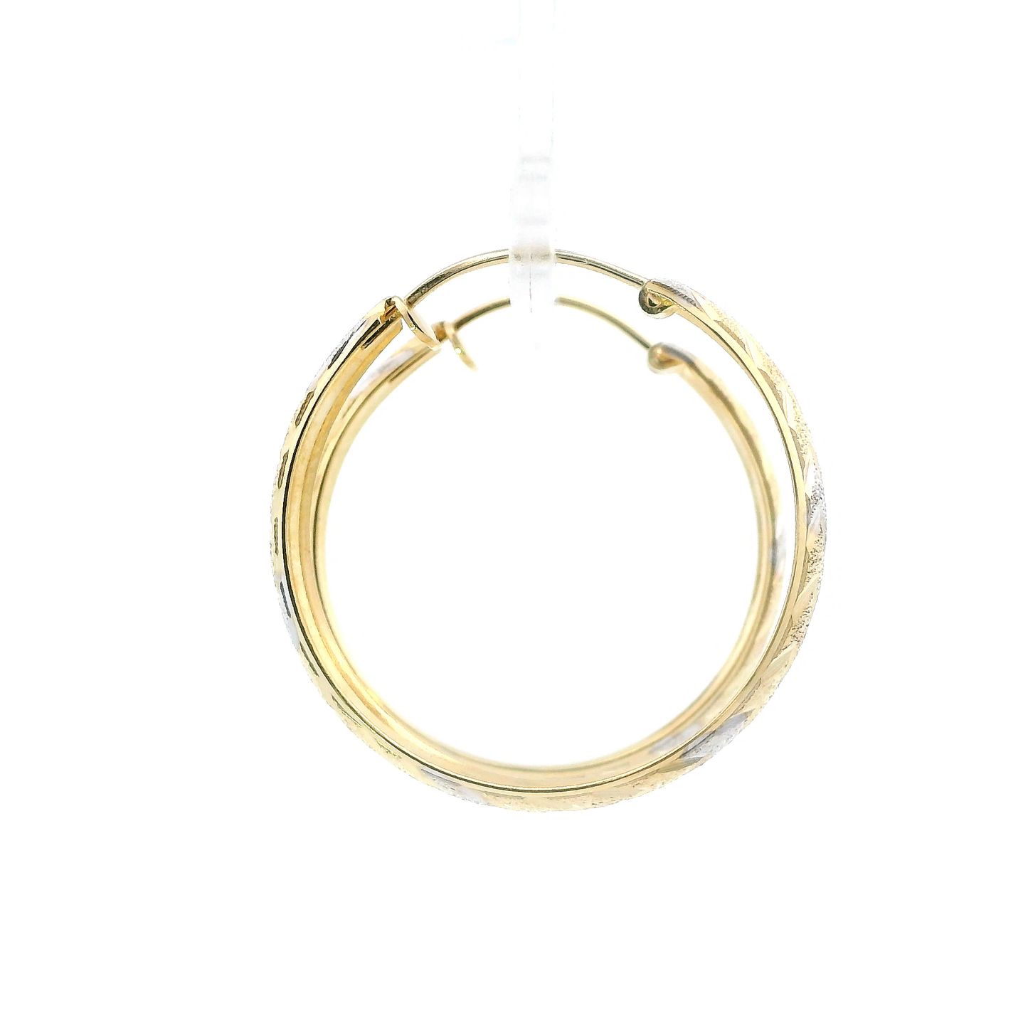 14K Tri Color Gold Matte Hoop Earrings