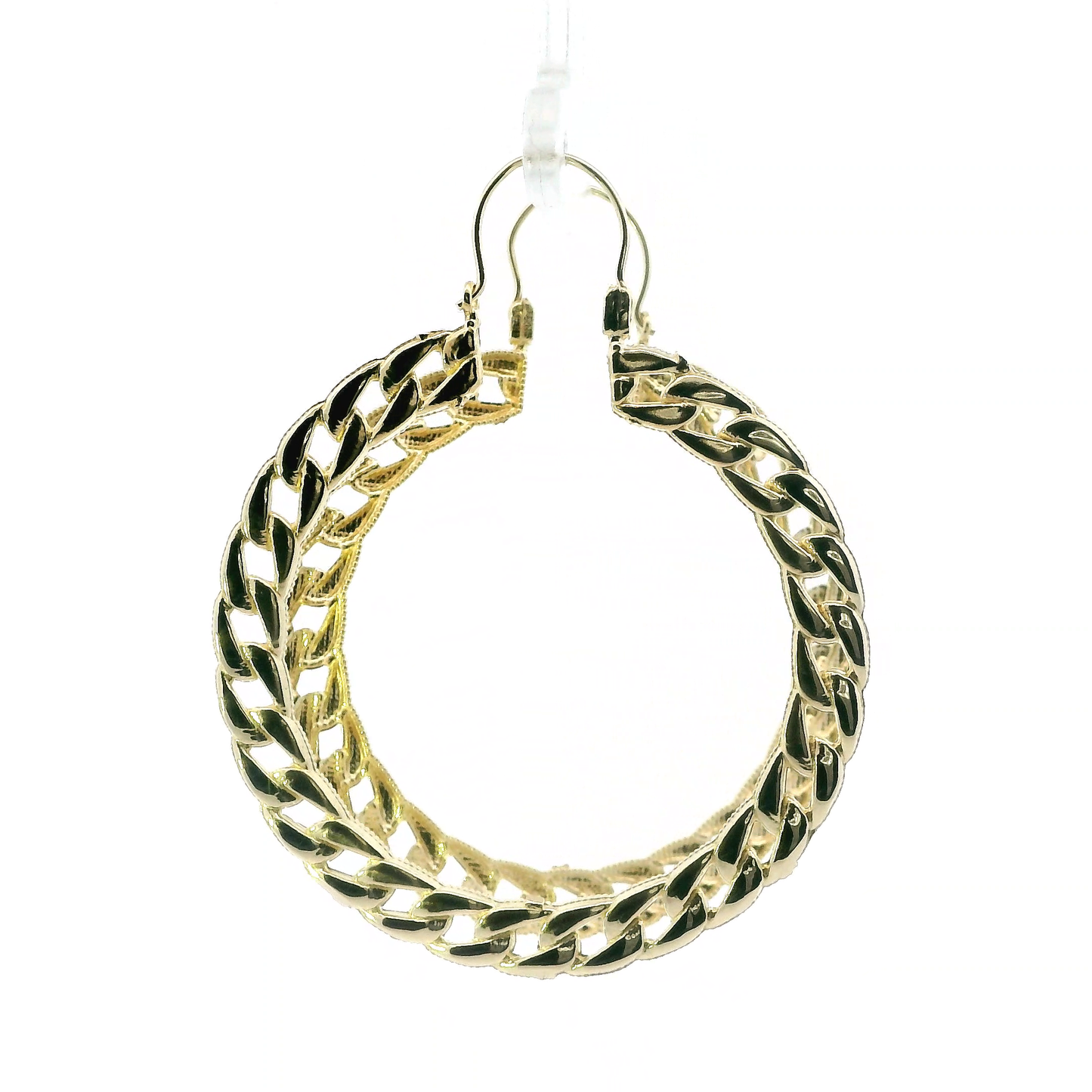 10K Yellow Gold Curb Hoop Earrings