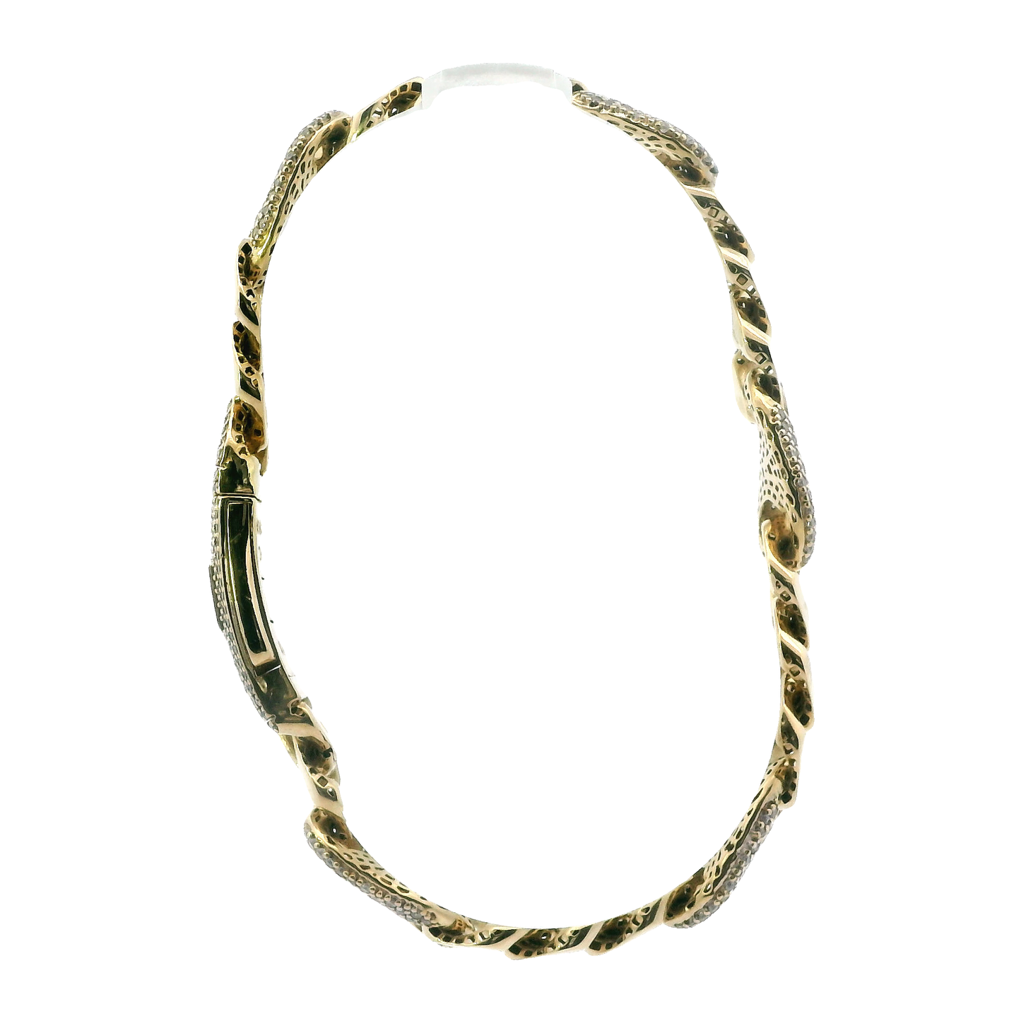 14K Yellow Gold Pave CZ Puff/Cuban Gucci Bracelet