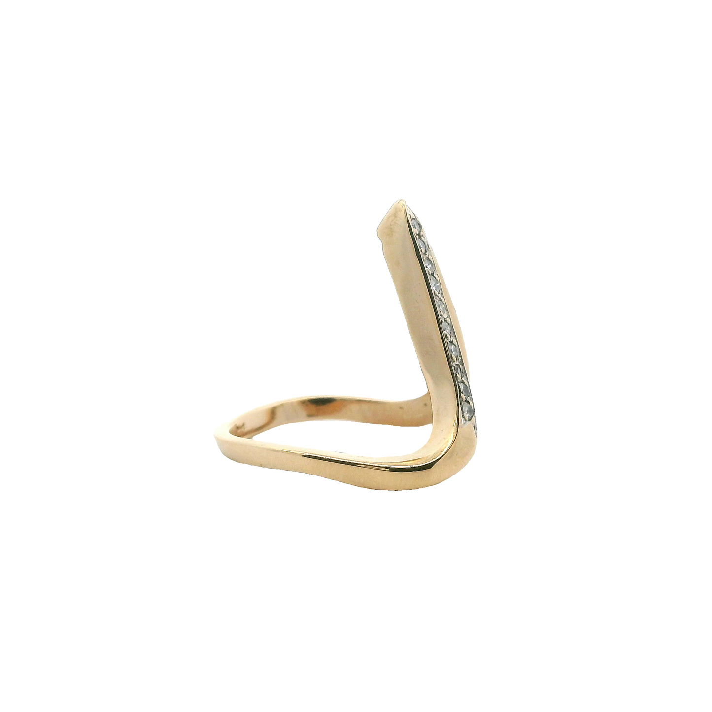 14K Yellow Gold Diamond "V" Ring - 0.20ct
