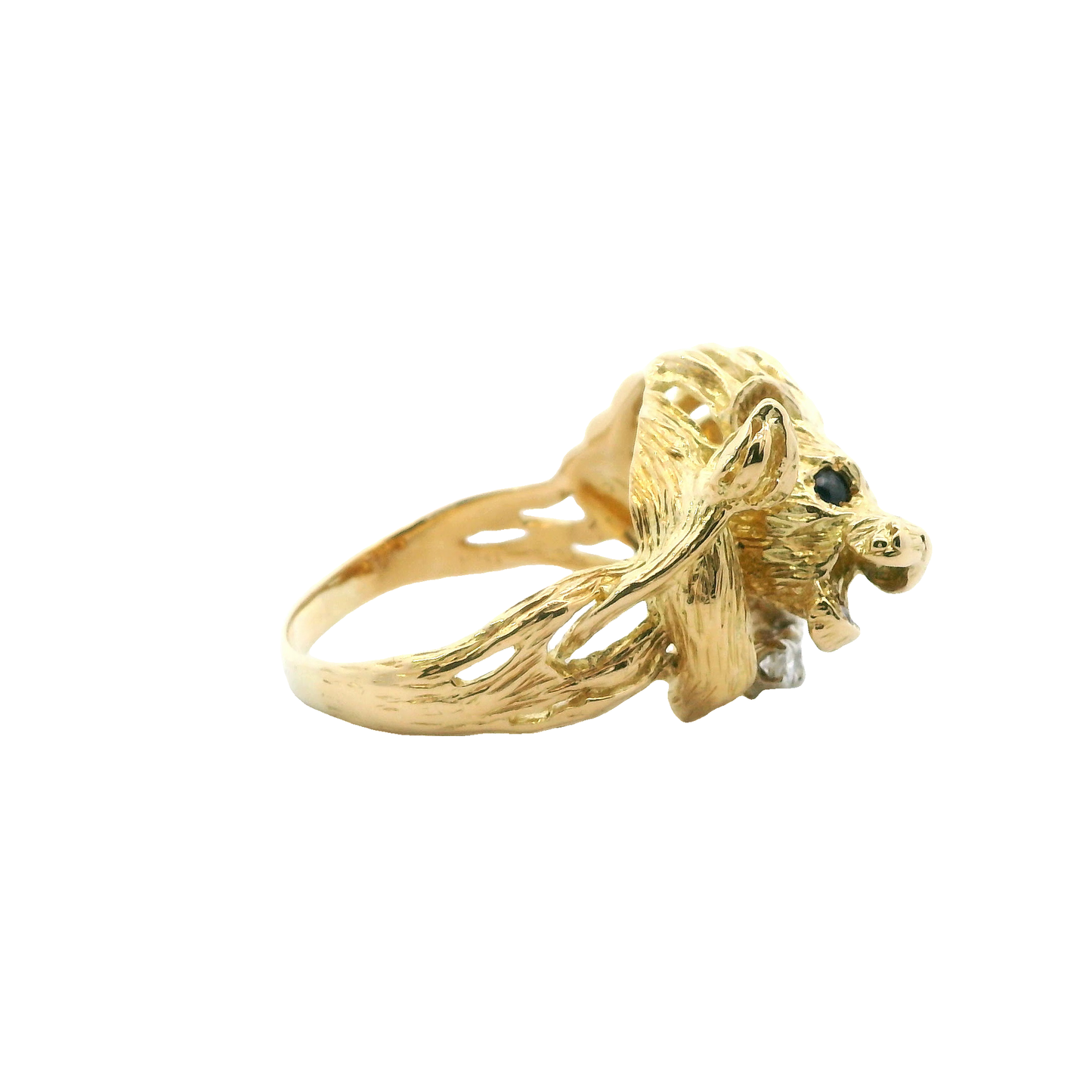 14K Yellow Gold Diamond Lion Ring -0.39ct