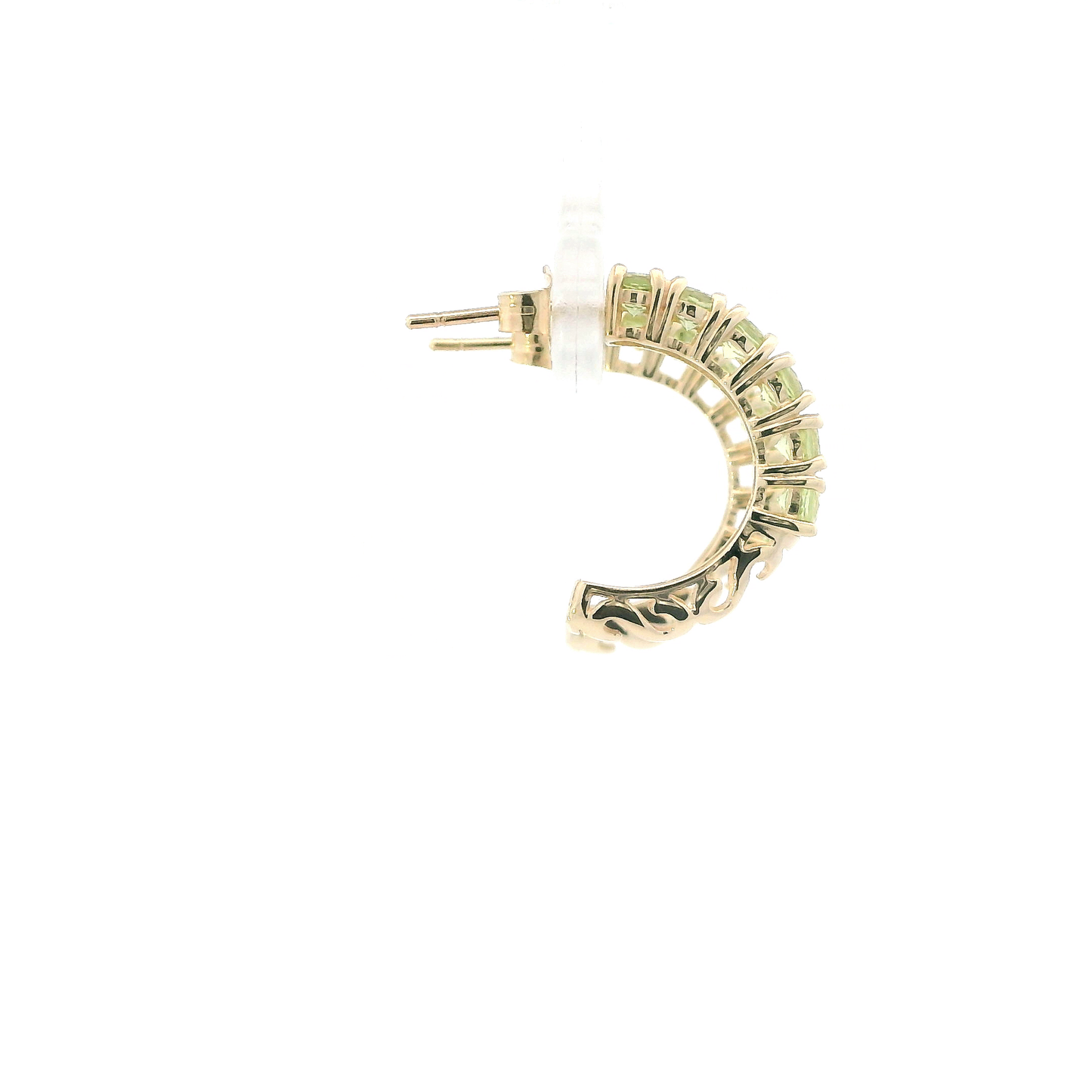 10K Yellow Gold Peridot Half Hoop Earring