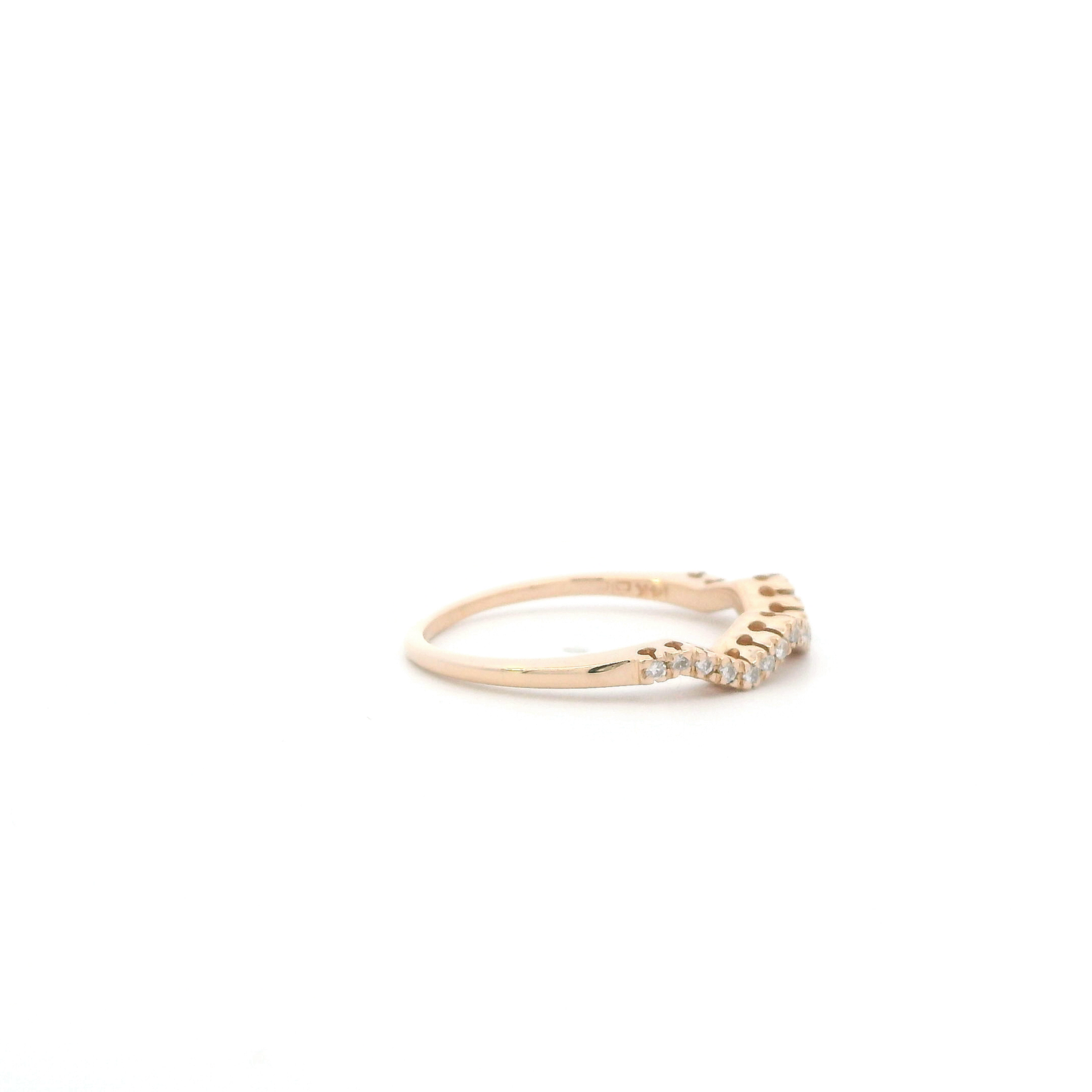 14K Yellow Gold Diamond Curved Ring - 0.12ct