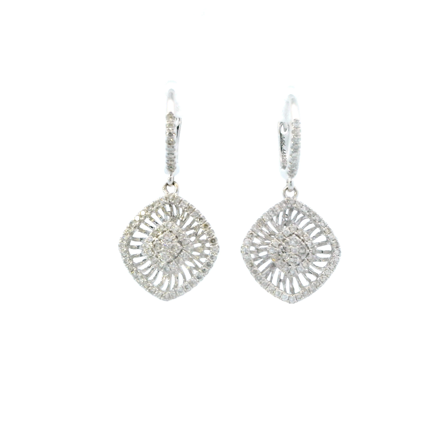 14K White Gold Diamond Dangle Earrings - 0.70ct