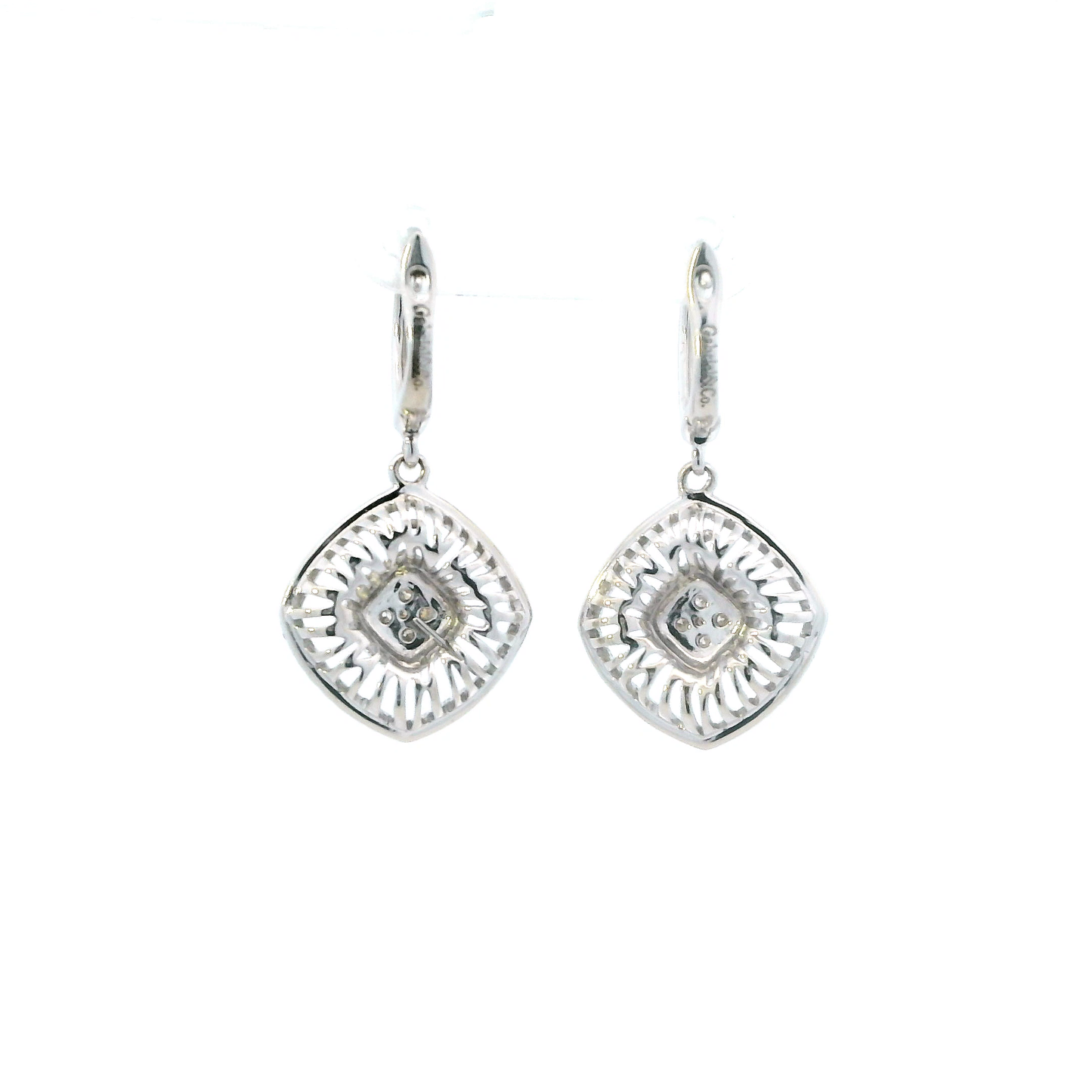 14K White Gold Diamond Dangle Earrings - 0.70ct