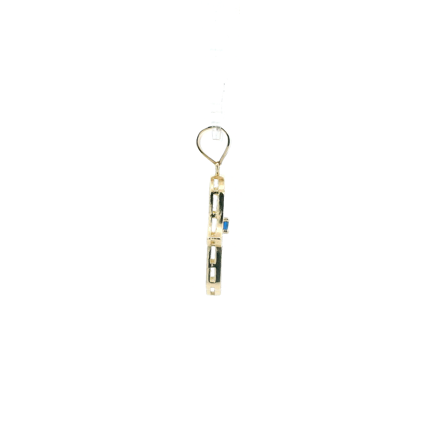 14K Yellow Gold Blue Iolite & Hamsa Hand Pendant